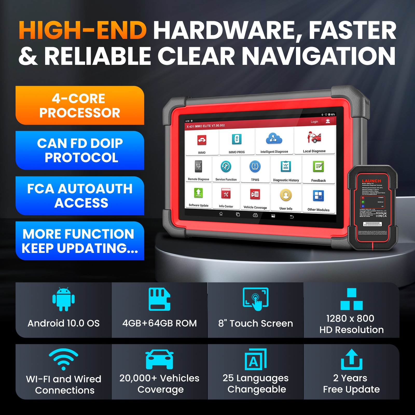 LAUNCH X431 IMMO ELITE PLUS Car Diagnostic Scanner Tool Key Programming Clone