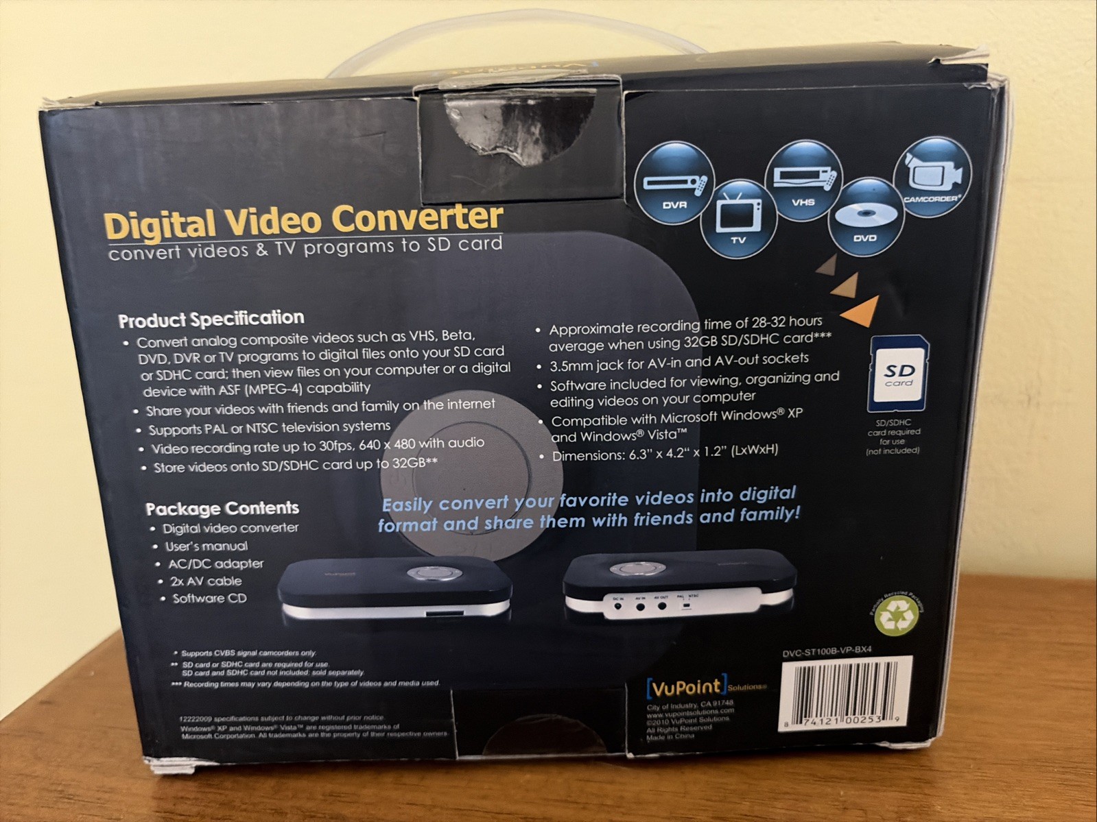 VuPoint Digital Video Converter Convert Videos & TV Programs To SD Card New