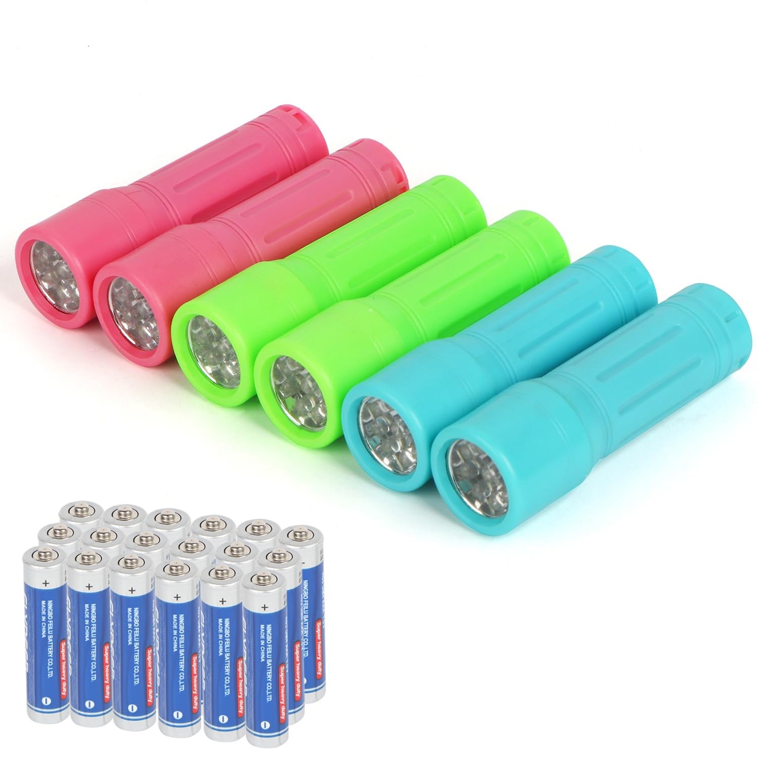 Hilngav 9-LED Mini Flashlight 6-Pack, Small Multicolor 3.93 inches, 6 Pack