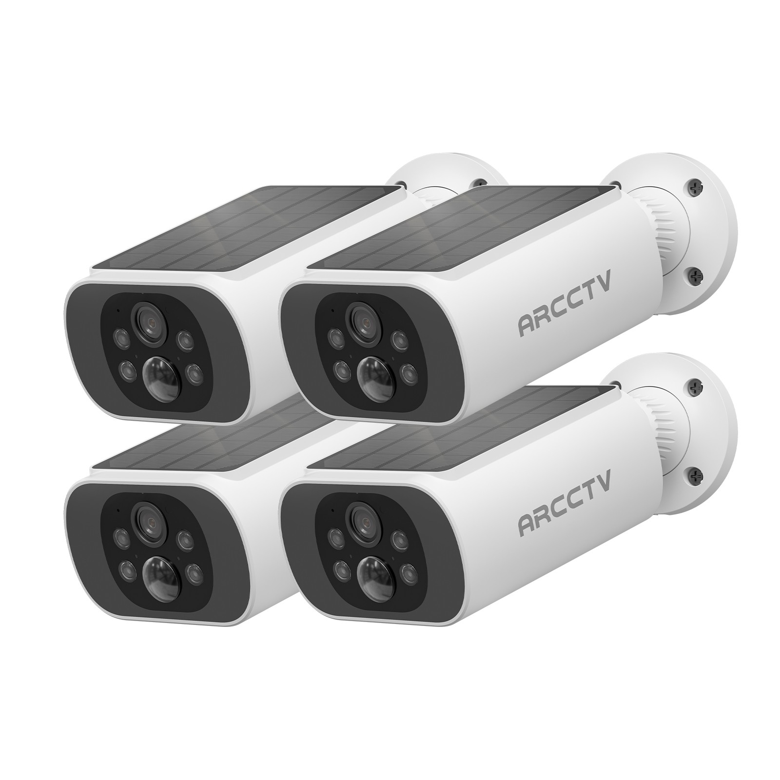 ARCCTV 4MP Solar 100%Wireless Security Camera 4-Pack -Smart Human Detection,IP66
