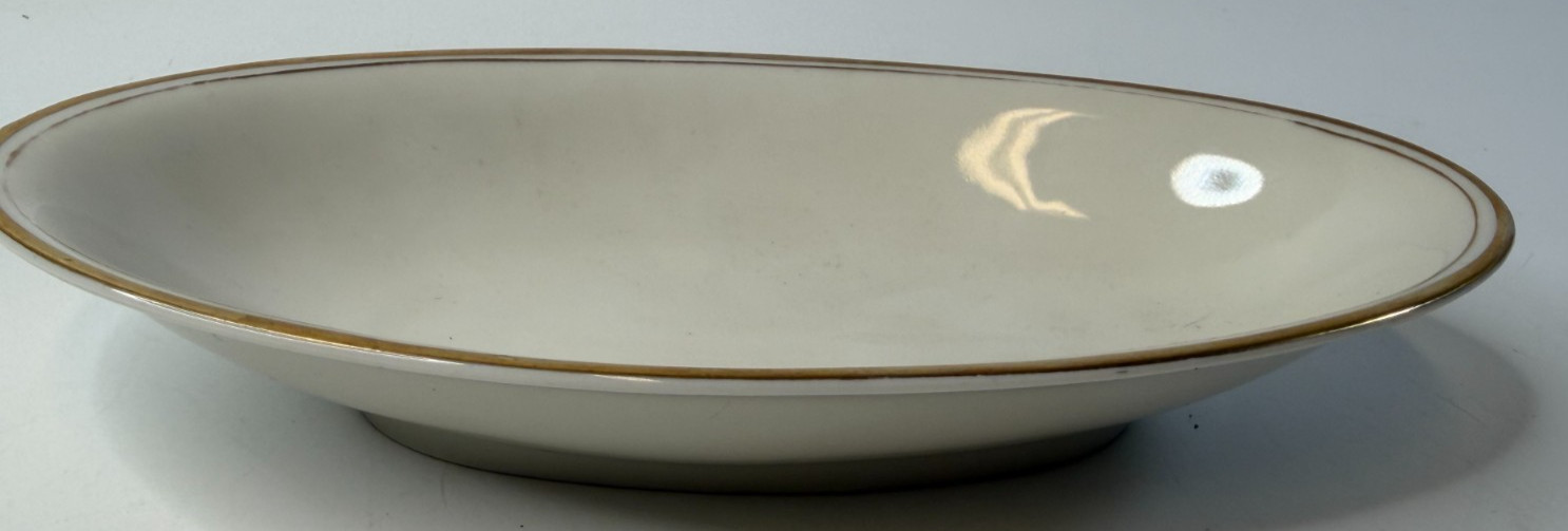 RM Czechoslovakia White with Gold Trim Oval Vegetable Dish 8 3/4"