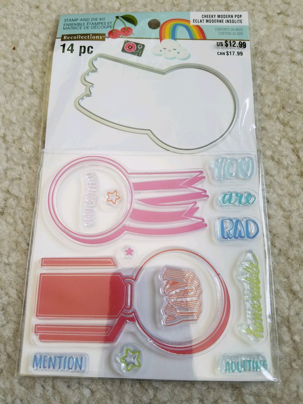 Recollections Cheeky Modern Pop Clear Stamps & Die Set - Ribbon #1598