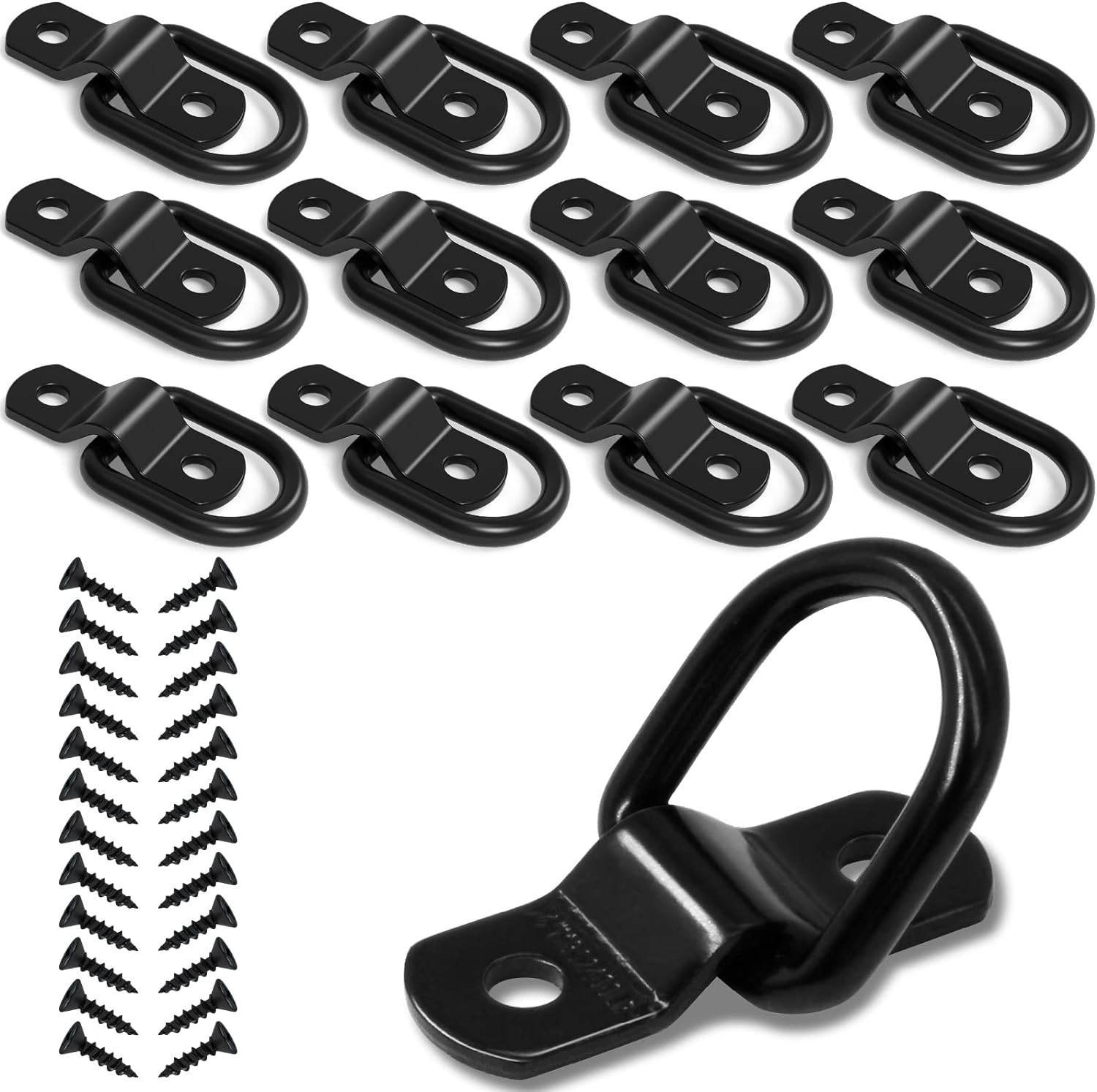12 Pack D Rings Tie Down Anchors Hooks with Screws for Trailer Truck Bed Bracket