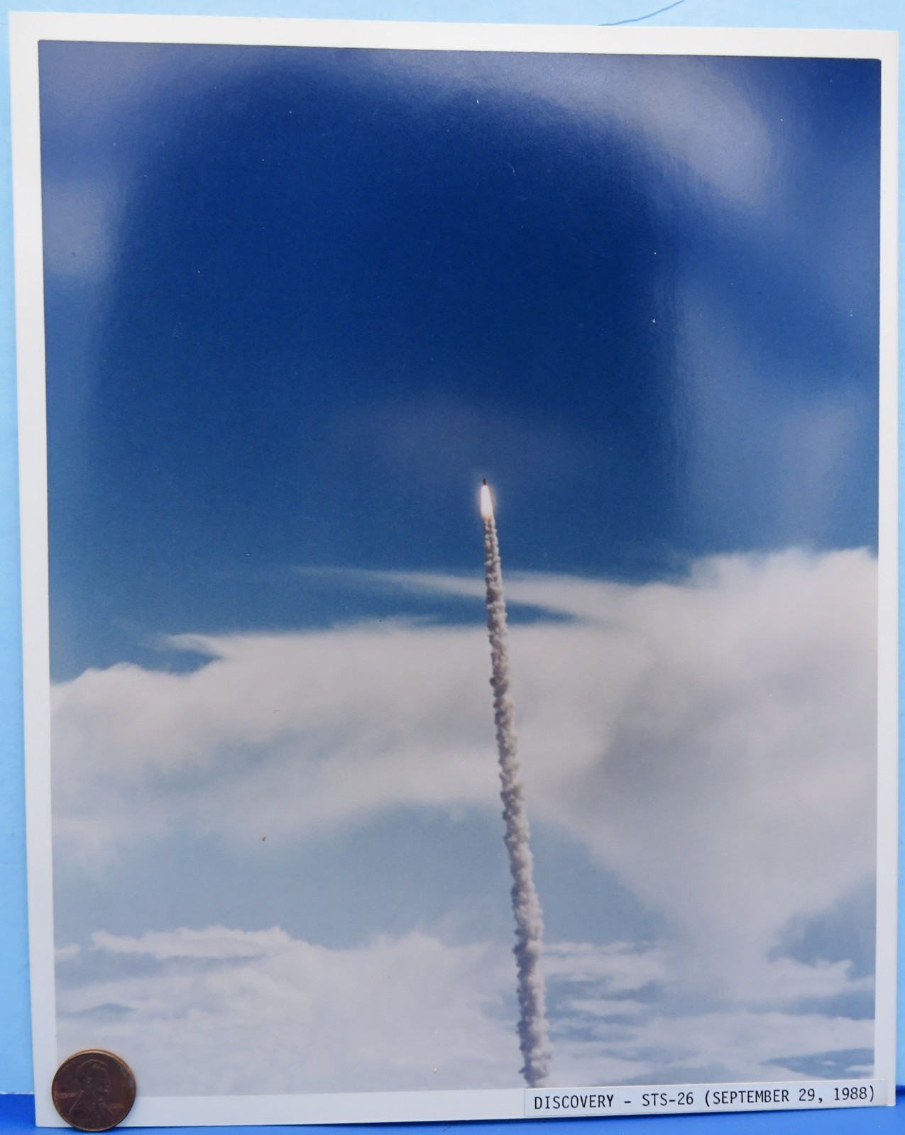 NASA PHOTO vtg Space Shuttle DISCOVERY STS-26 Rockwell Source Aerial View Launch