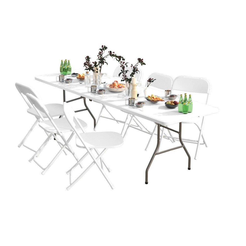 6 Foot Folding Table,Fold-in-Half Plastic Table
