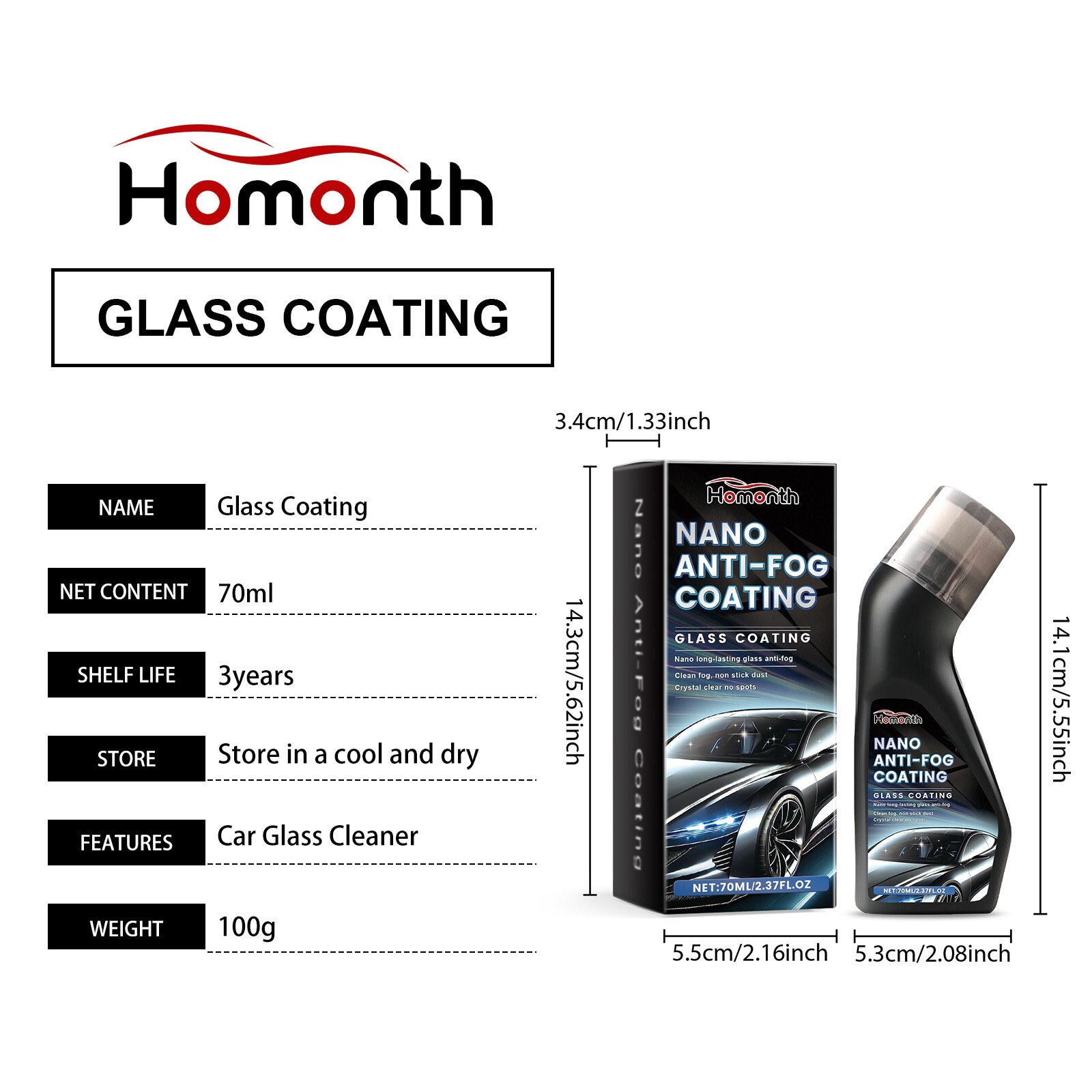 Automotive windshield coating agent for removing stains from the windshield