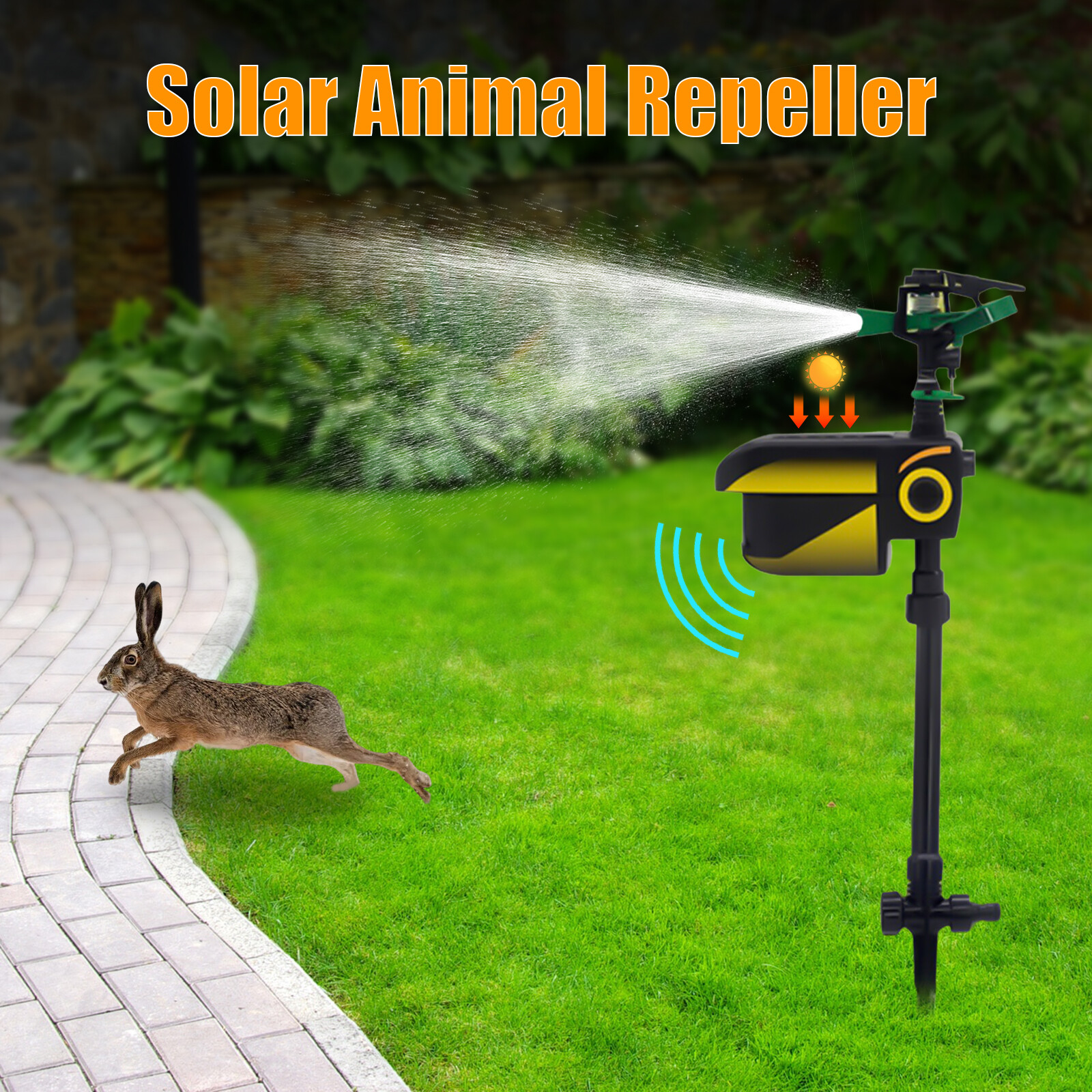 Animal Repellent Sprinkler,Solar Scarecrow Motion Activated Water Sprinkler