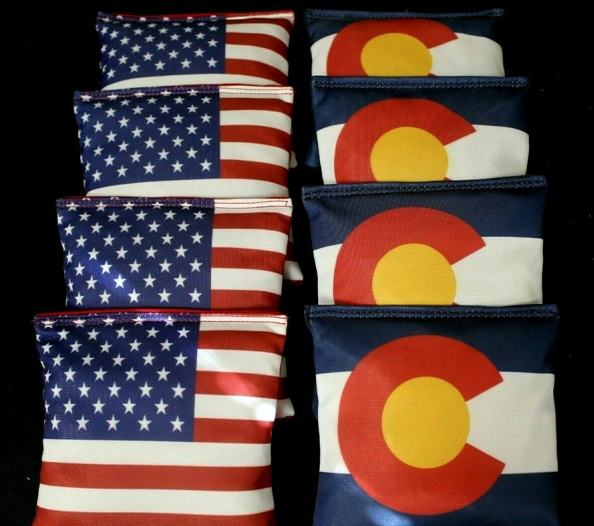 Custom COLORADO and AMERICAN STATE FLAGS 8 ACA Regulation Cornhole Bean Bags