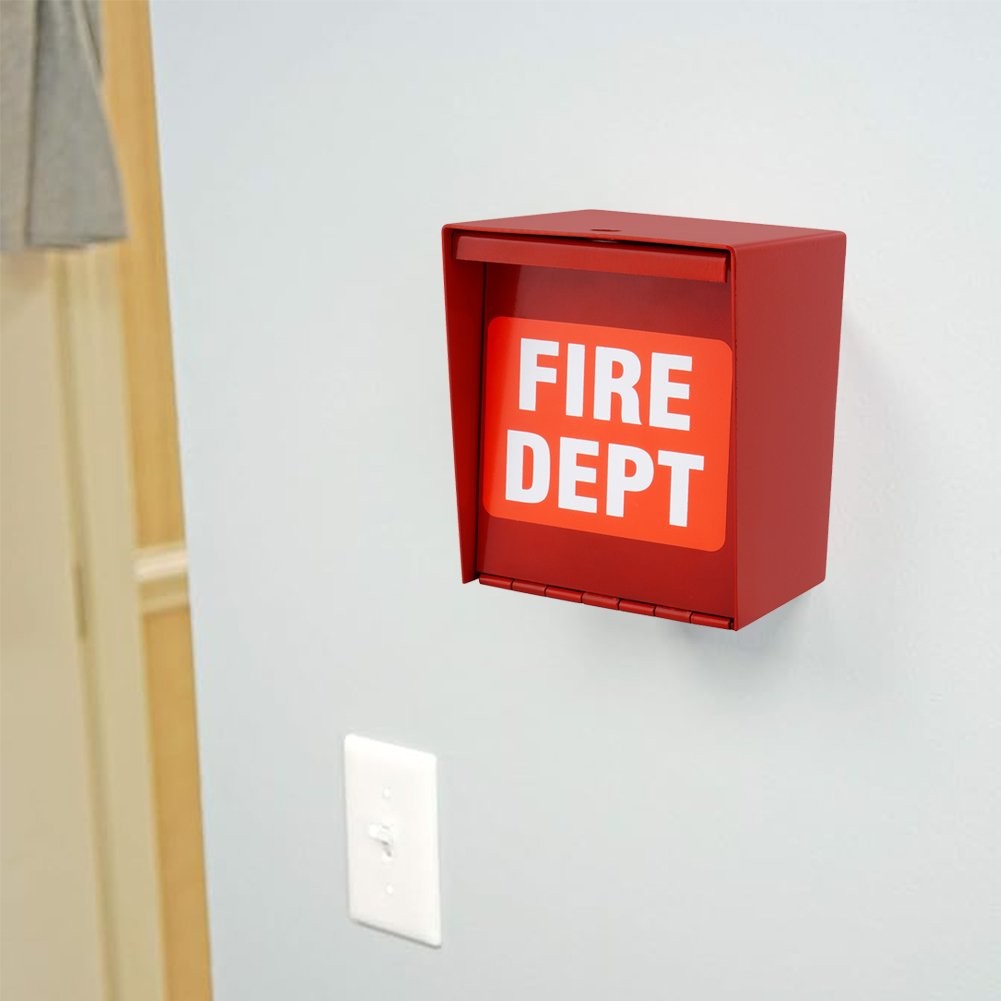 Safety Fire Department Box With Lock Hole Red Heavy Duty Steel ‎Wall Mount Quick