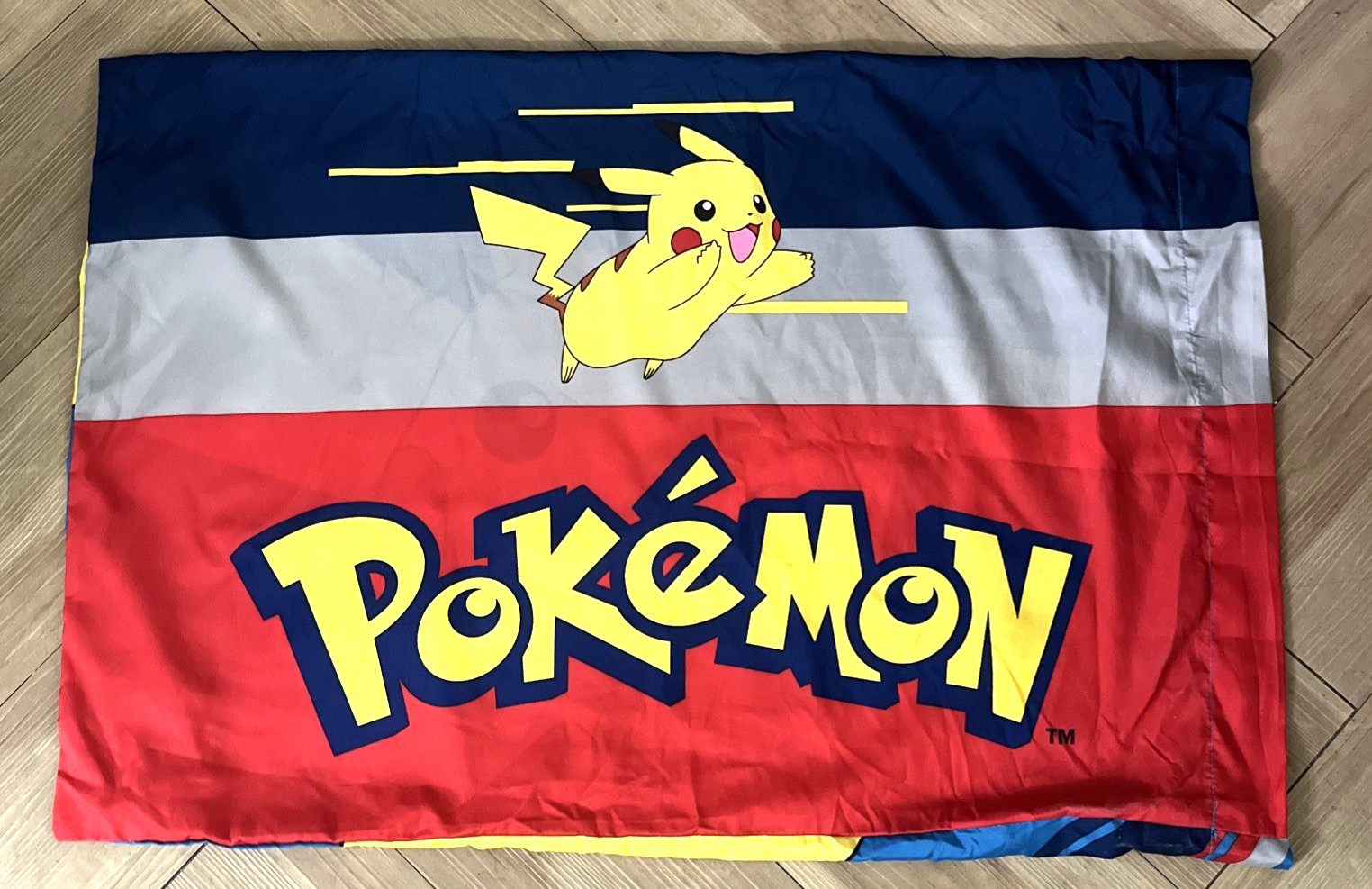 Pokemon Pikachu Pillowcase Blue Yellow Red Kids TV Show Anime 30” x 20”