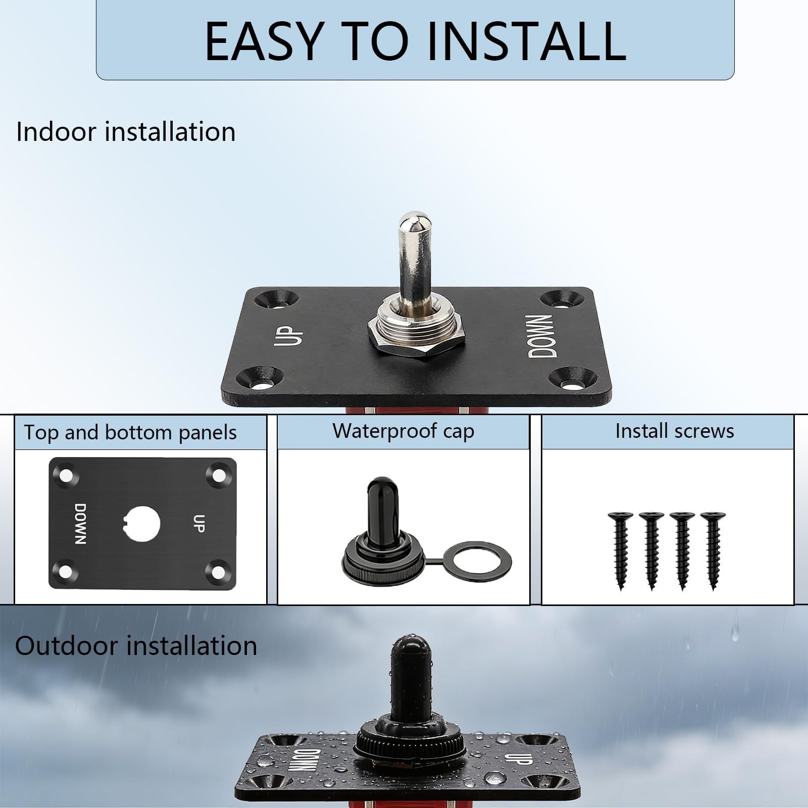 Wired Toggle Switch 12V 30A Waterproof Toggle Switch SPST Latching Rocker Swi...