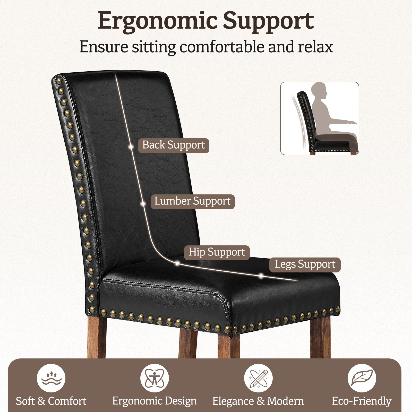 Firmoz Faux Leather Parsons Dining Chairs, Modern Side Chairs W/Solid Wood Legs
