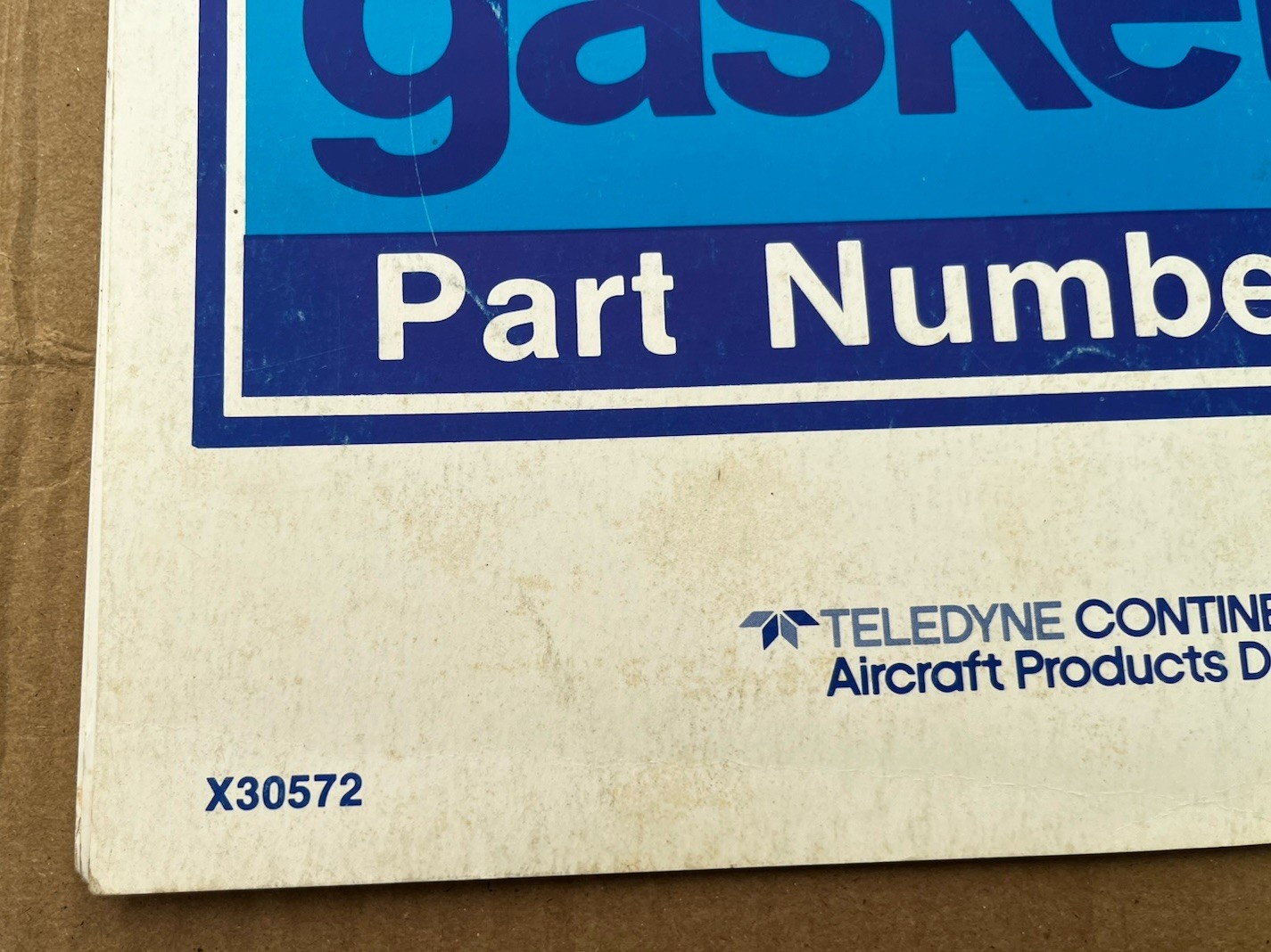 Continental Engine Gasket Set 1983 Reference Part Number Guide X30572 Original