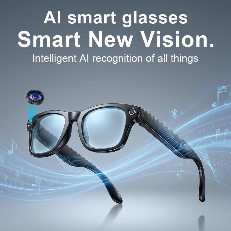 AI Smart 8M HD Camera Glasses Photo Video Recording Headphone Mic AI Translation