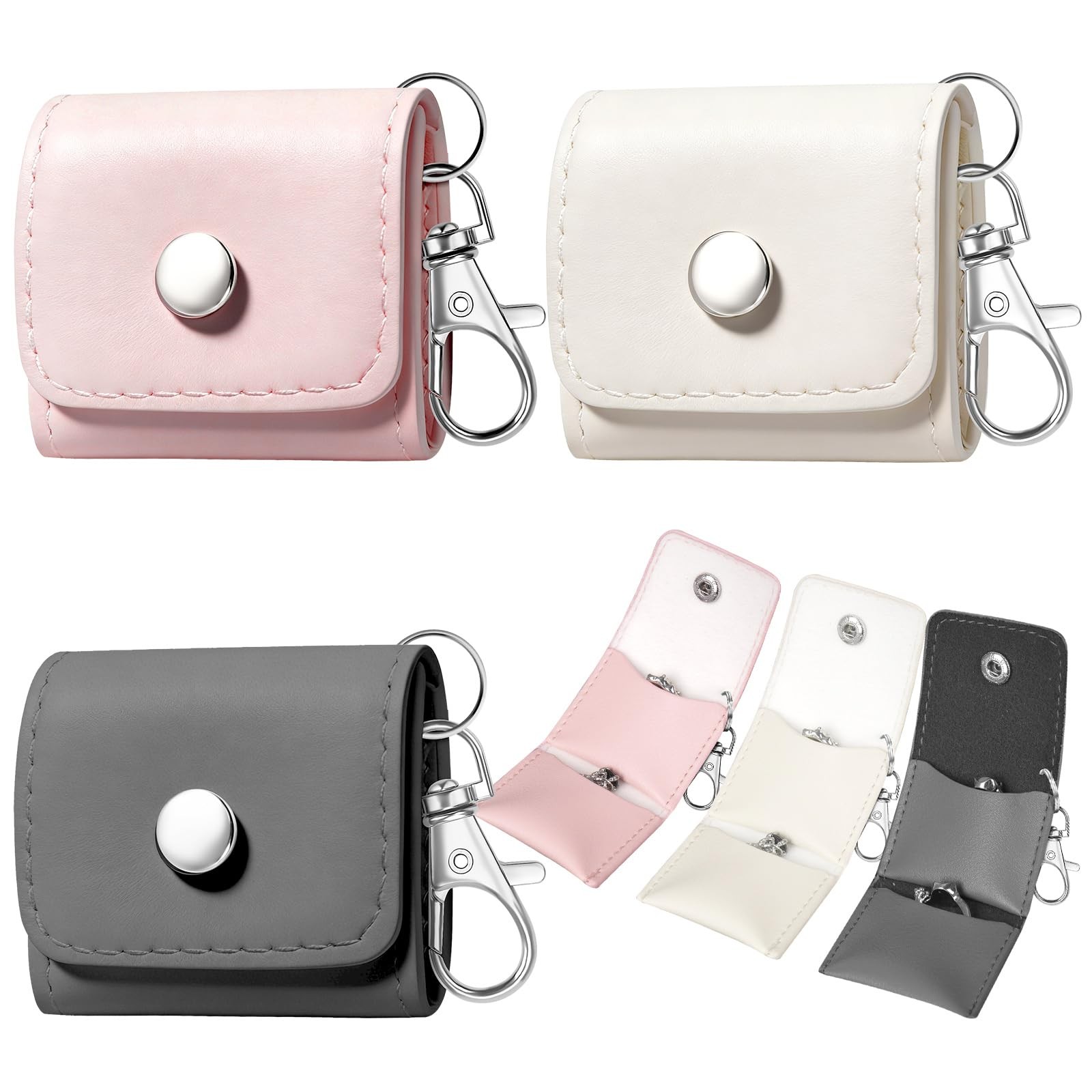 Nezylaf Mini Travel Jewelry Bag 3 Pcs PU Leather Portable Jewelry Organizer P...