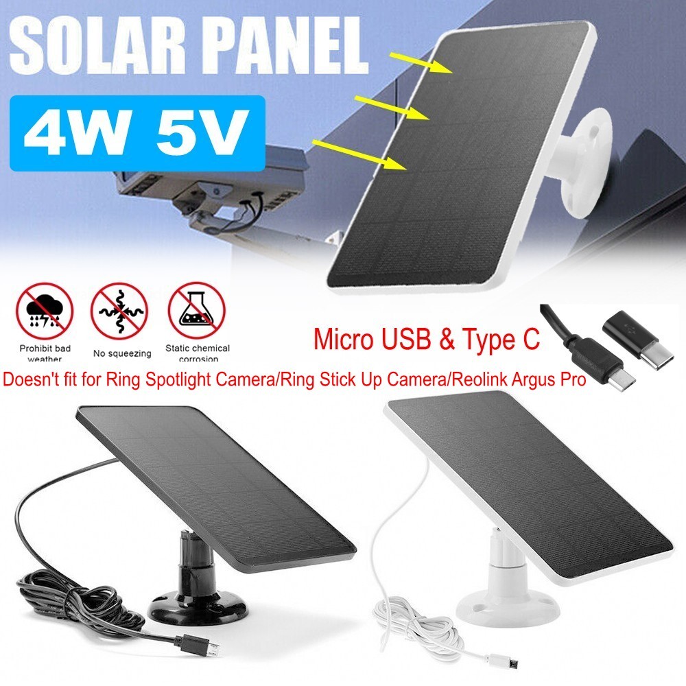 Solar Panel for Ring Spotlight Stick Up Cam Plus/Pro Battery Charger USB/Type C