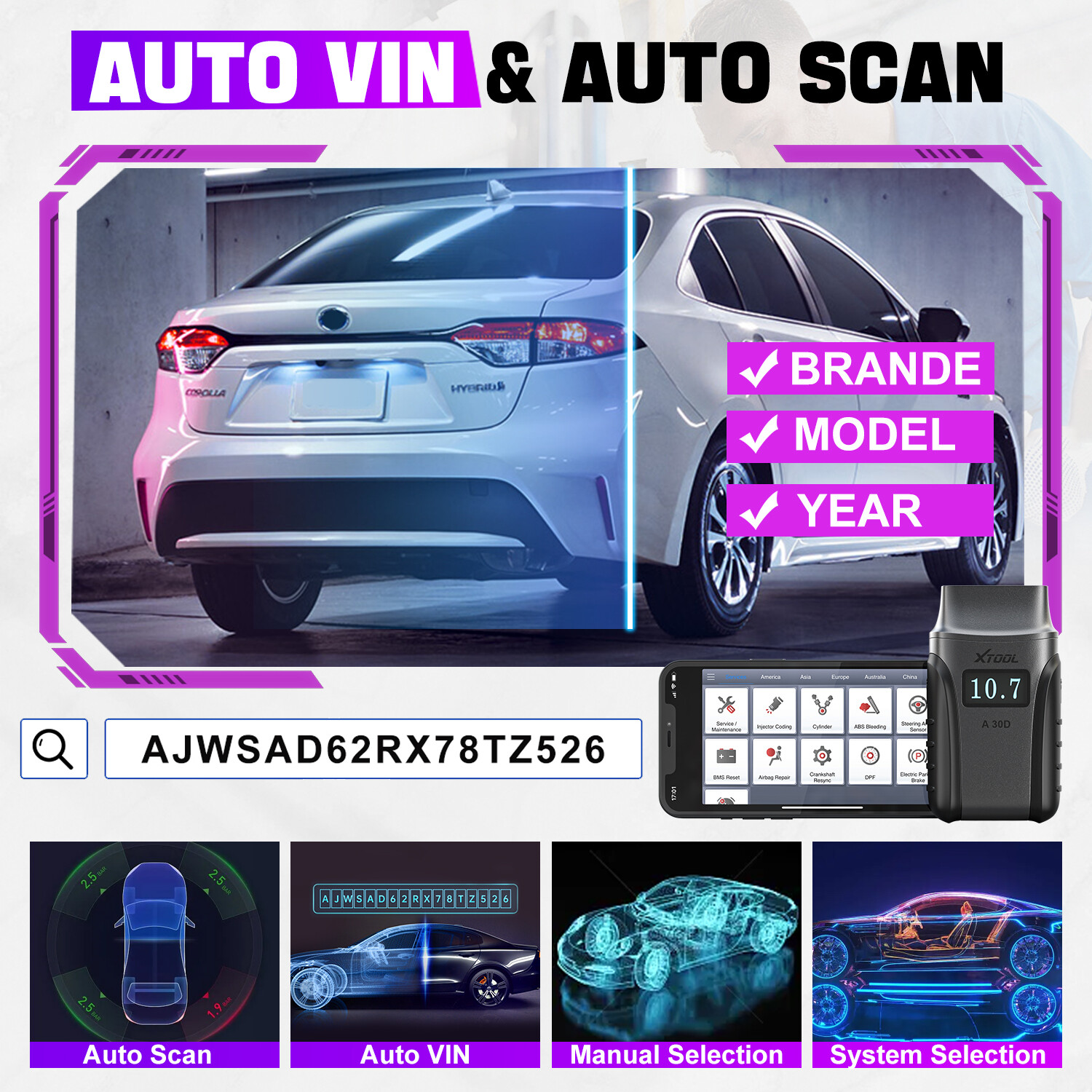 NEWEST XTOOL A30D Car BiDirectional Scanner Auto All System Diagnostic Scan Tool