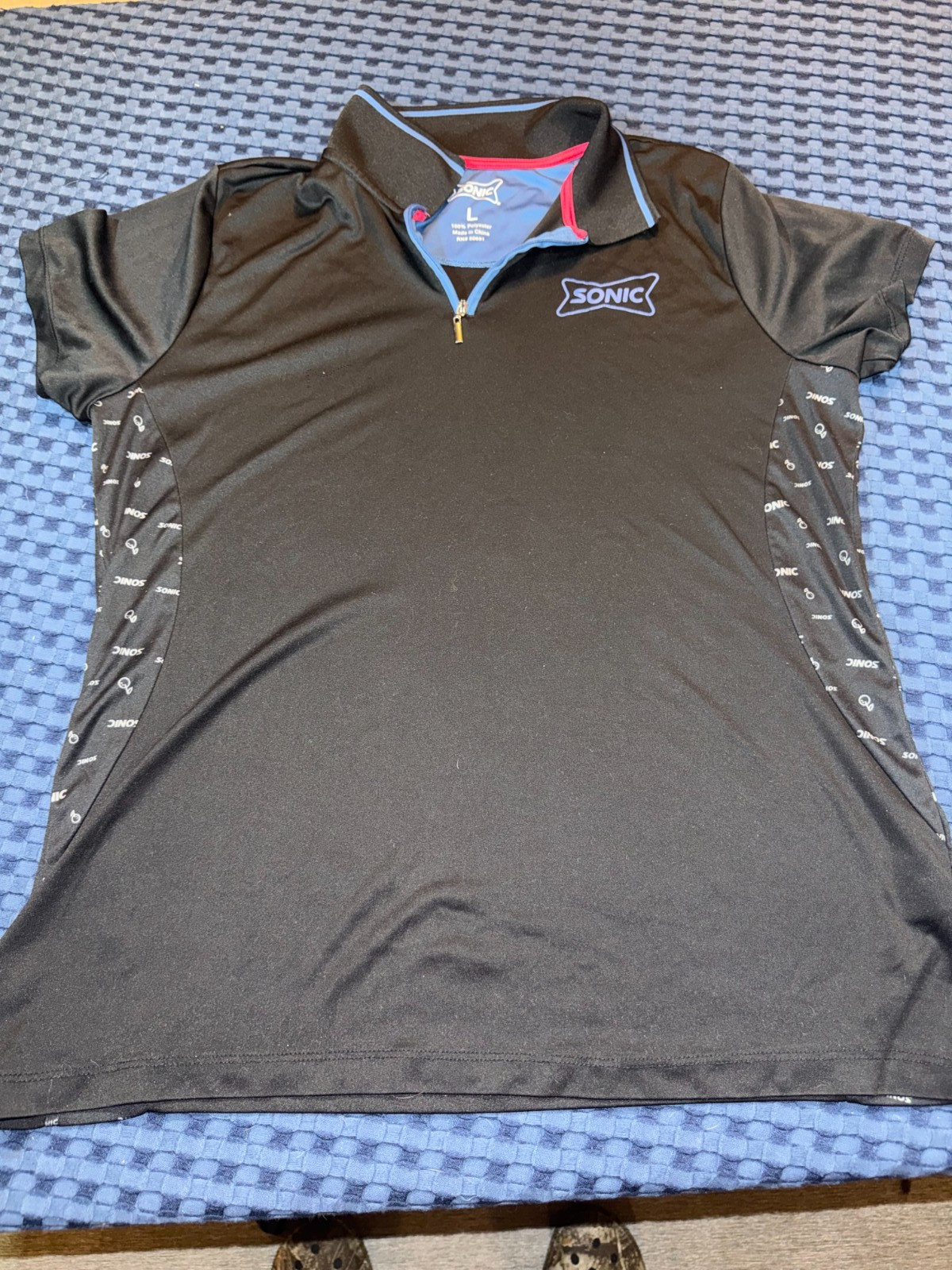 Sonic Shirt Large Black Employee Drive-In Work Uniform Fast Food Collared Shirt