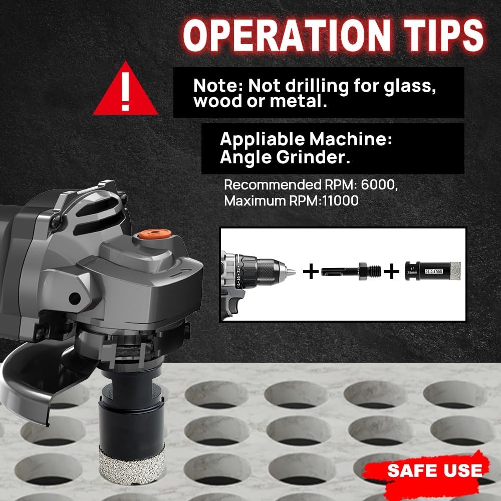 Contractor Stone Tool Kit Core Drill Pads Holder Turbo Blade Set 1-1/4"