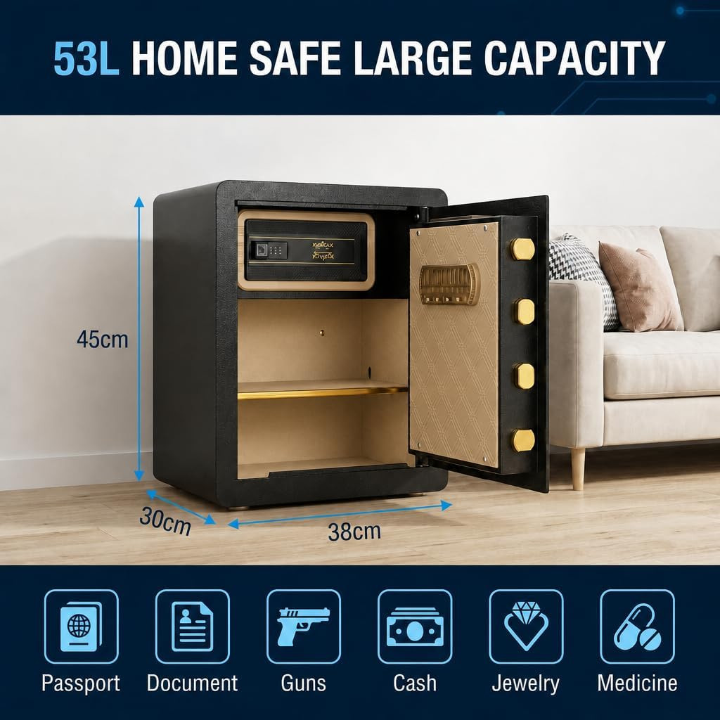 17.5" Fireproof Safe Box with Hidden Lock & Programmable Keypad