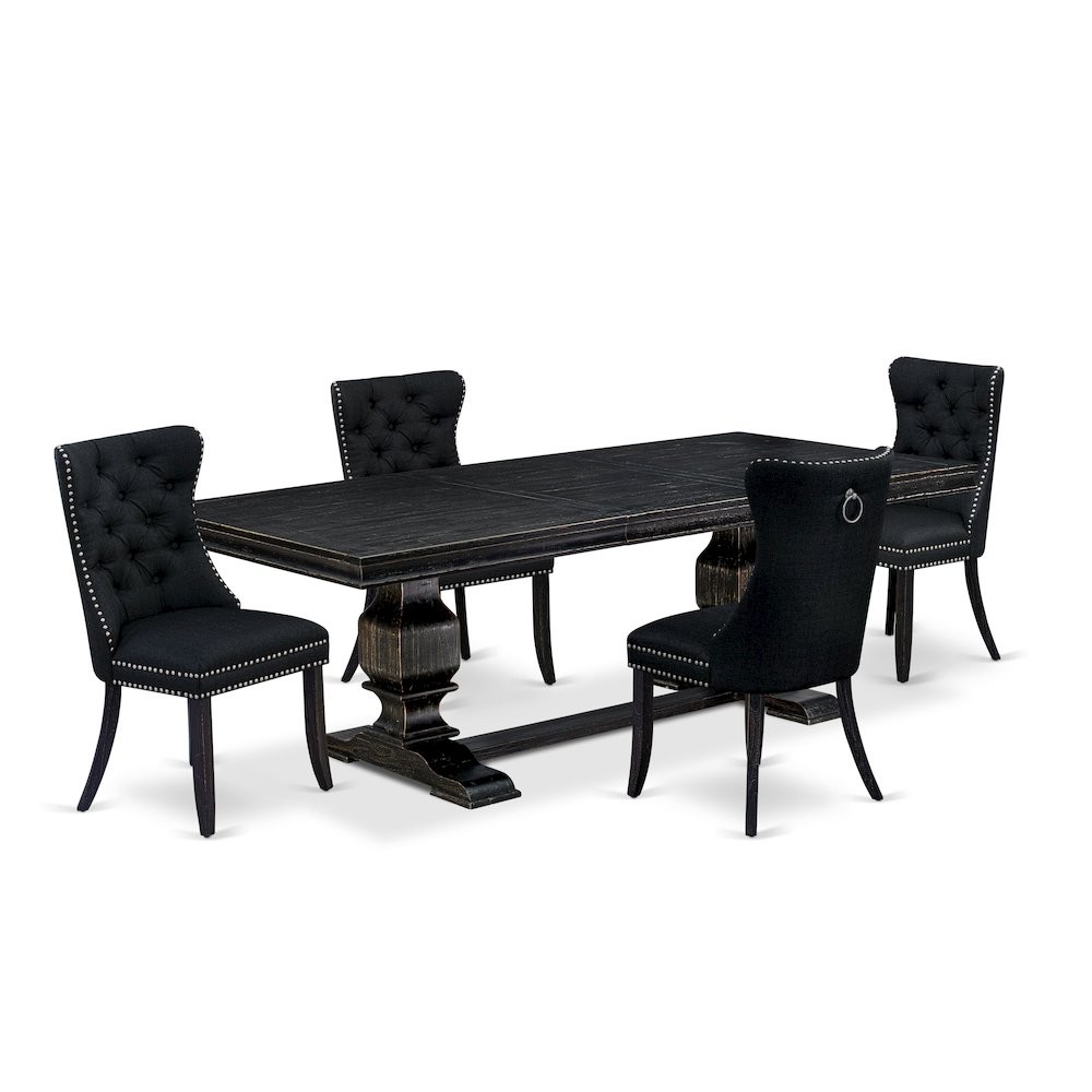 5 piece kitchen set a breakfast table and 4 Linen Fabric parson chairs