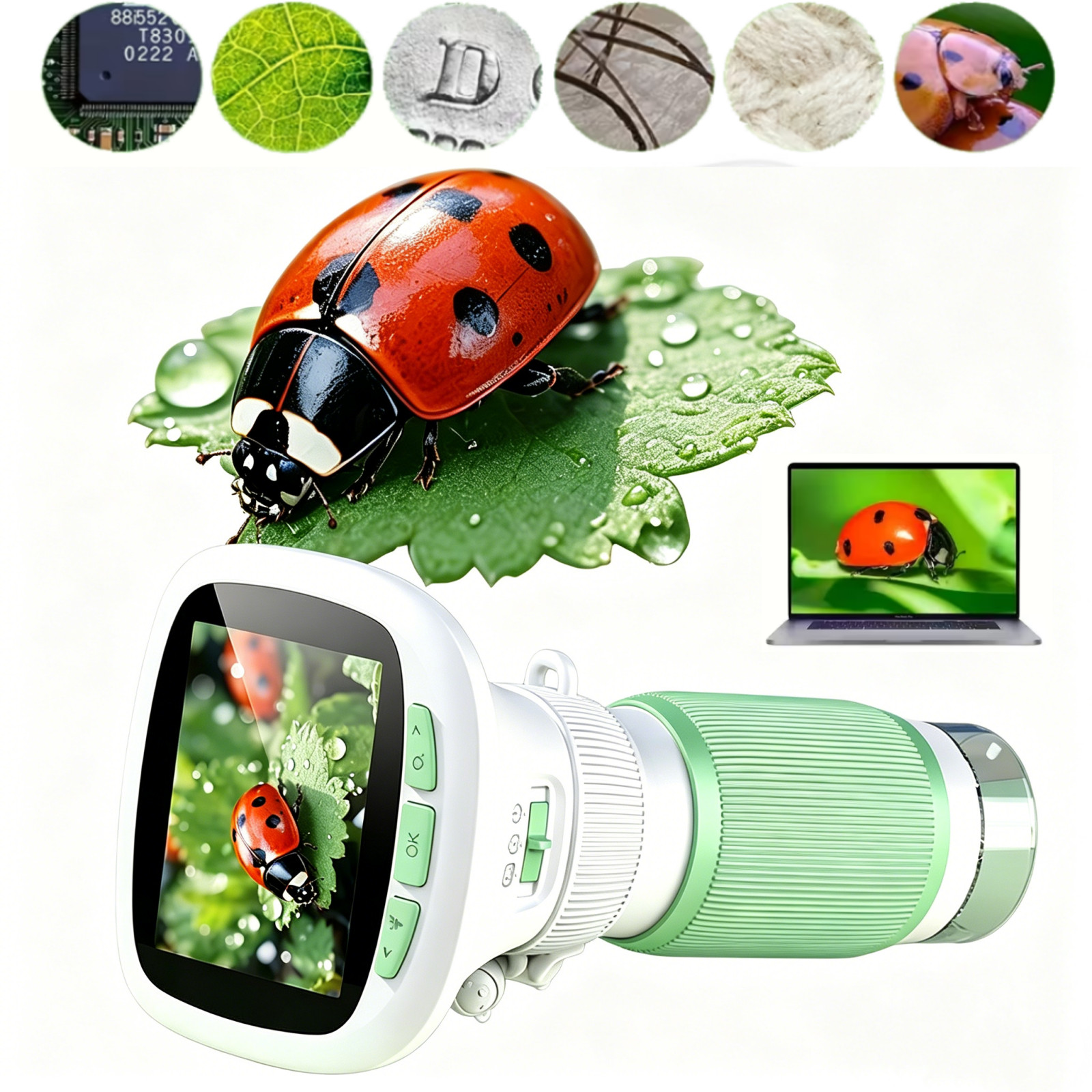 2.4'' Ips Kids Digital Microscope Handheld Rechargeable Science Exploration Tool