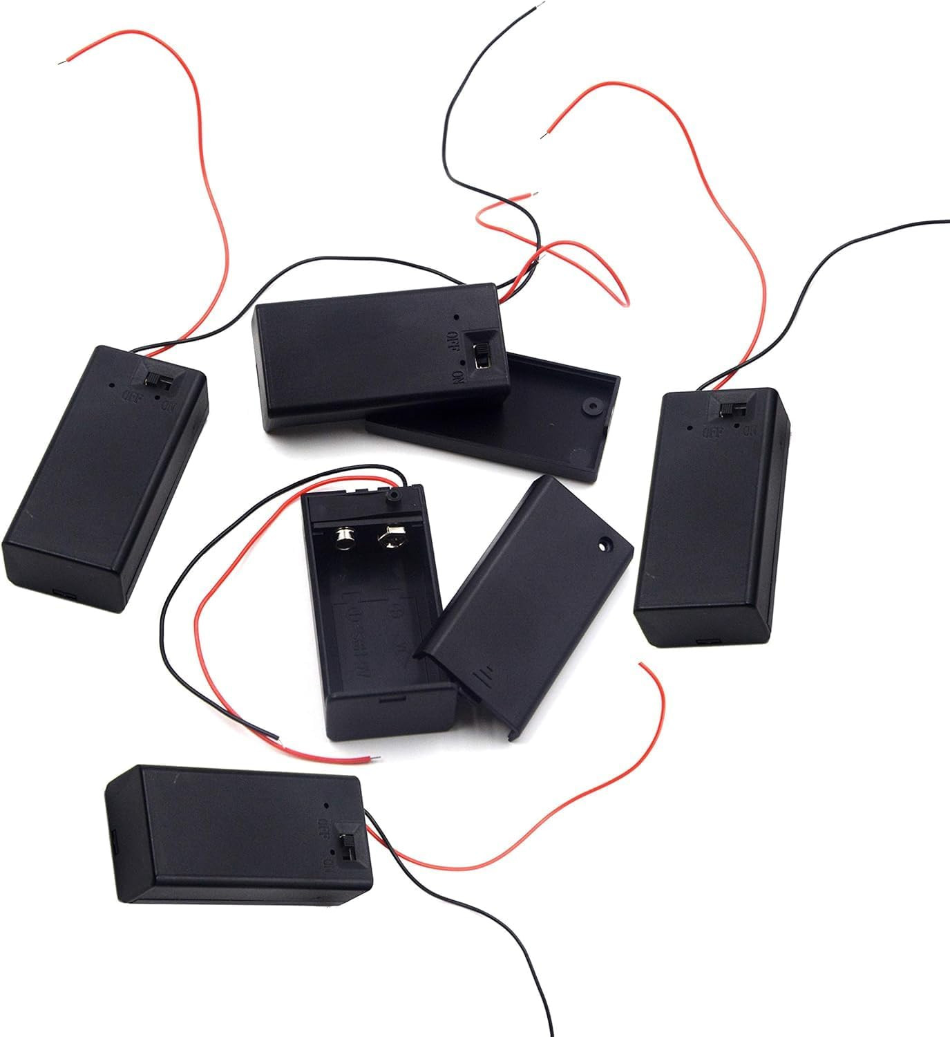 (Pack of 5 9V Battery Holder, 9 Volt Battery Holder with Switch, 9V Battery Case