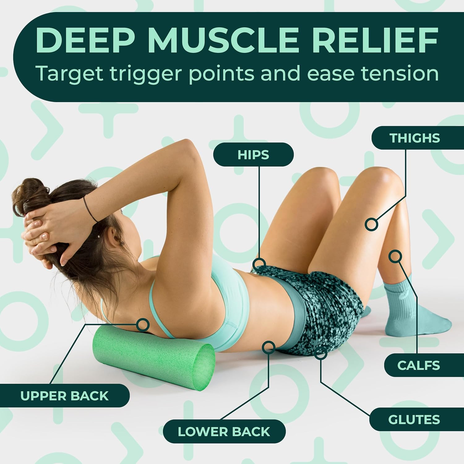 Yoga Foam Roller for Physical Therapy & Exercise – Green Back Roller for Back Pa