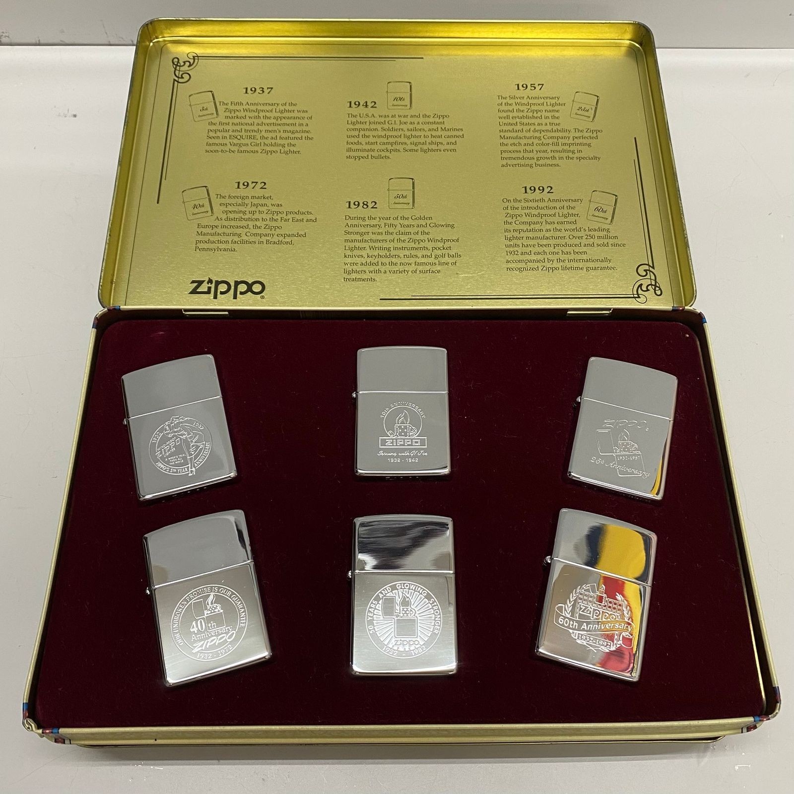 ZIPPO 60th Anniversary Set of 6 Silver Men's Jewelry Accessories Used