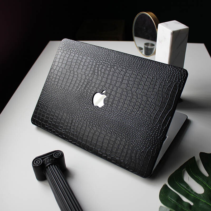 Black Crocodile PU Leather Case For Macbook Neo 13" M5 Air 15 Pro 14 16 12 11 in