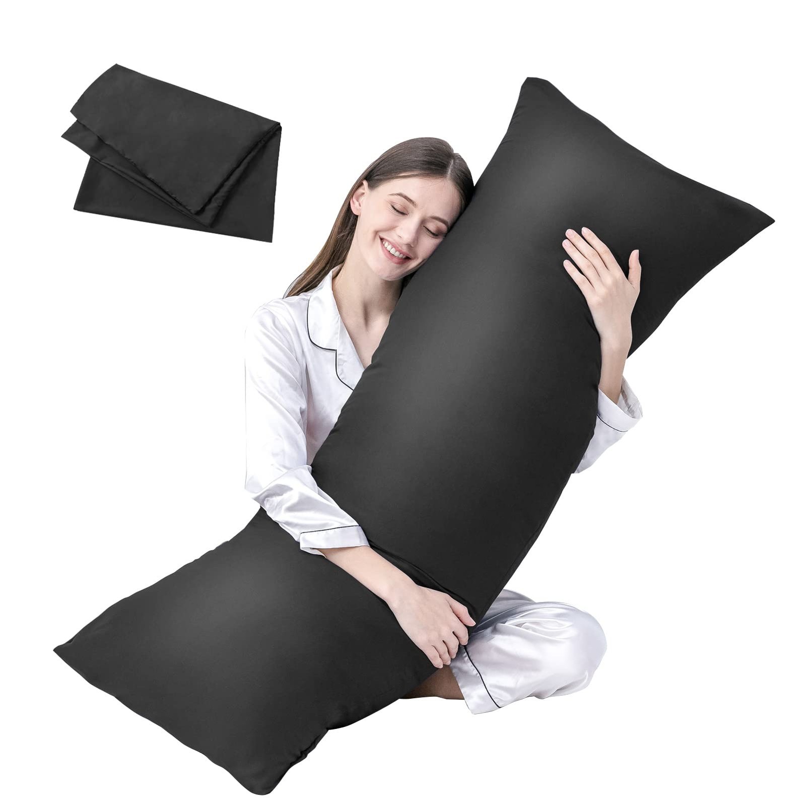 Full Body Pillow Insert 20 x 54 Inch Soft Breathable Sleeping Bed Pillow Black