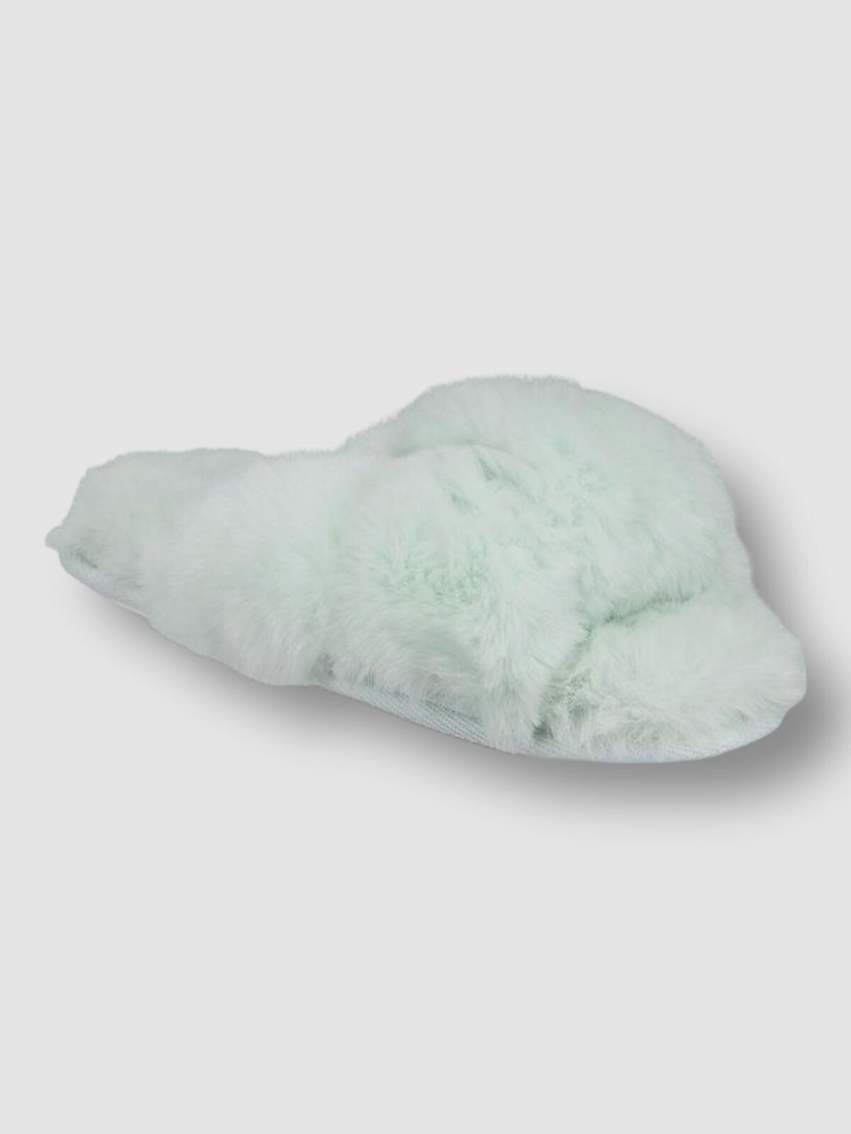 $34 Jenni Women's Green Faux-Fur Crossband Slide Slipper Shoe Size US L (9-10)