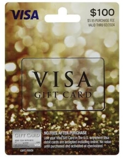 Visa $100 Gift Card Pre Paid Card ZERO CARD FEE ADDED, INSTANT DELIVERY ELIGIBLE