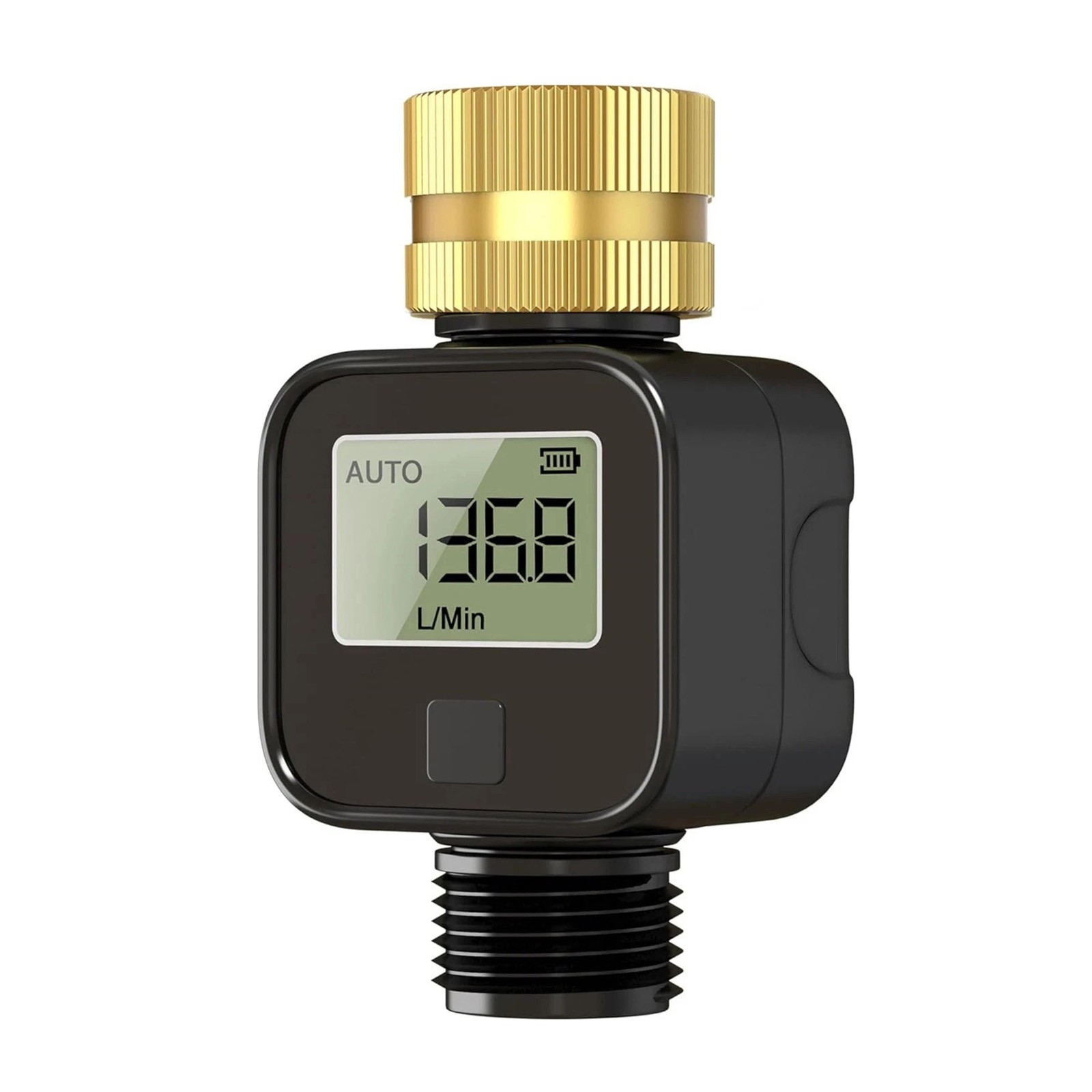 Water Flow Meter Digital LCD 3/4 Inch GHT For Lawn And Garden Watering Use
