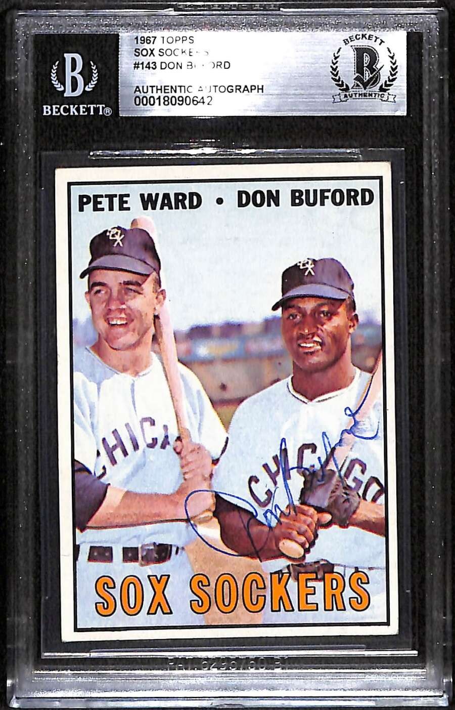 1967 Topps 143 Pete Ward/Don Buford Sox BGS Auto Autograph Don Sign BAS C99962