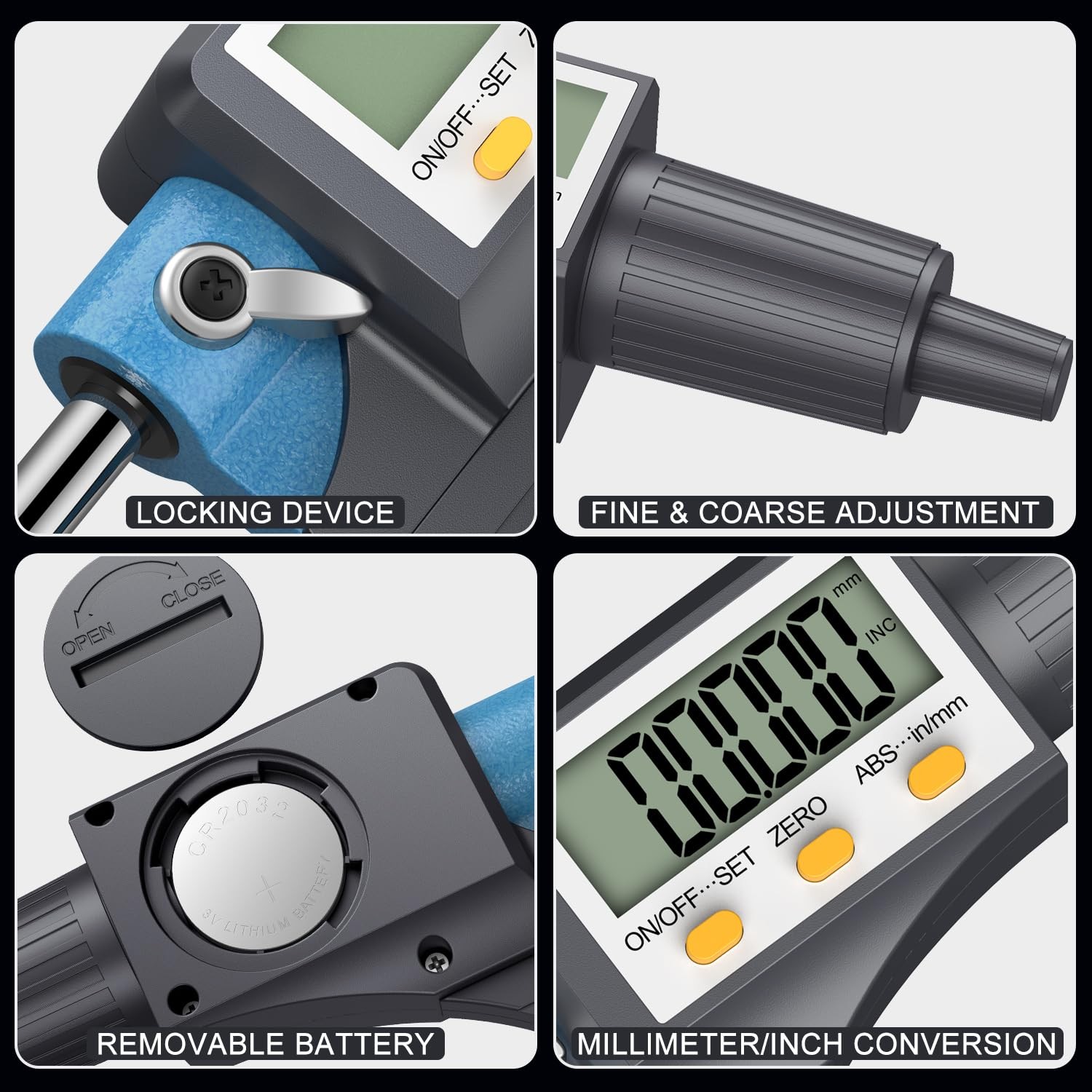 HDLKNAK Digital Micrometer, Outside Micrometer Precision Measuring Tool, Blue