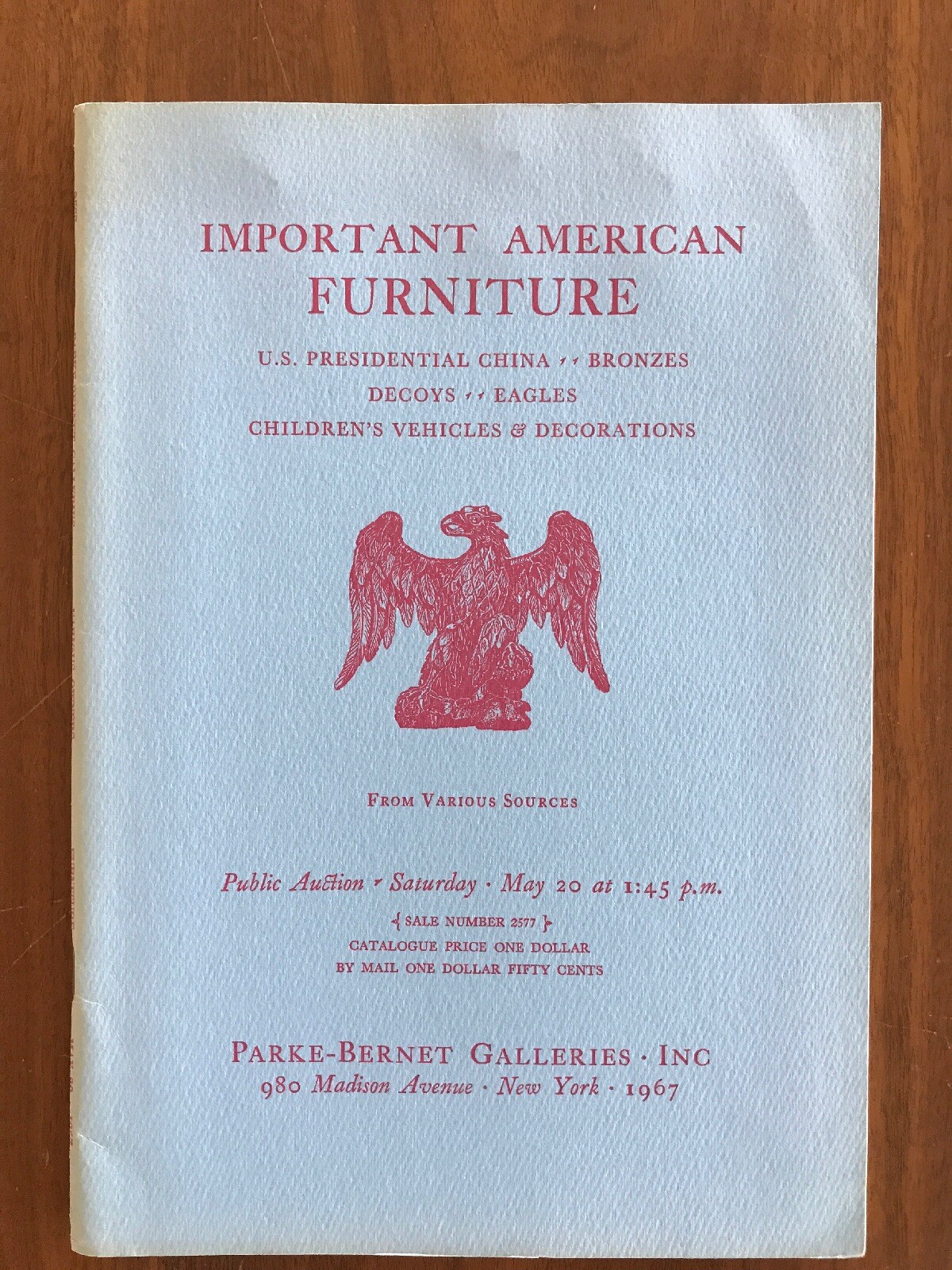 AMERICAN FURNITURE May 20 1967 Parke Bernet Auction Catalog Prices Realized