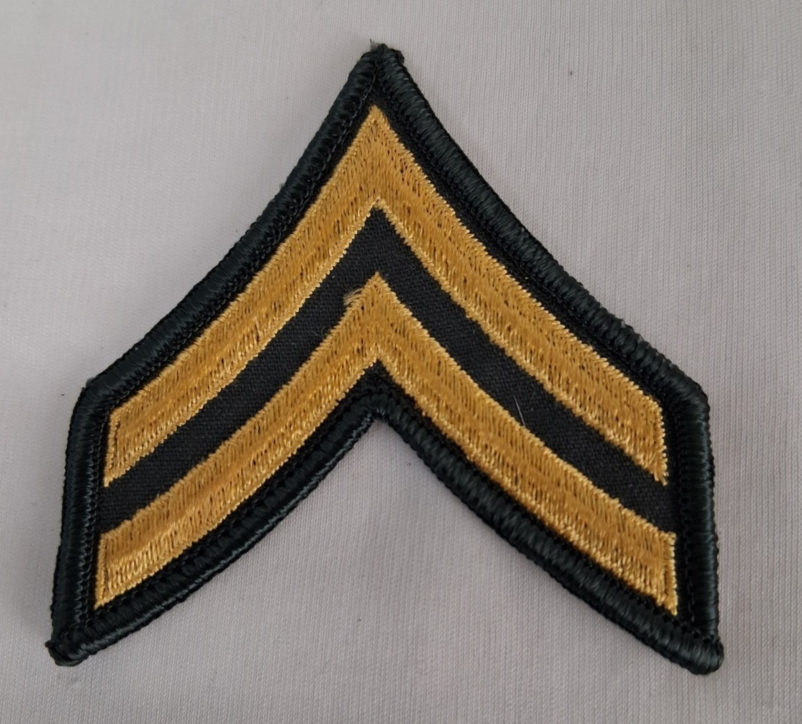 U.S.  Army Corporal E-4 Rank Patch Insignia Surplus 3" x 3"  Post-Vietnam NOS