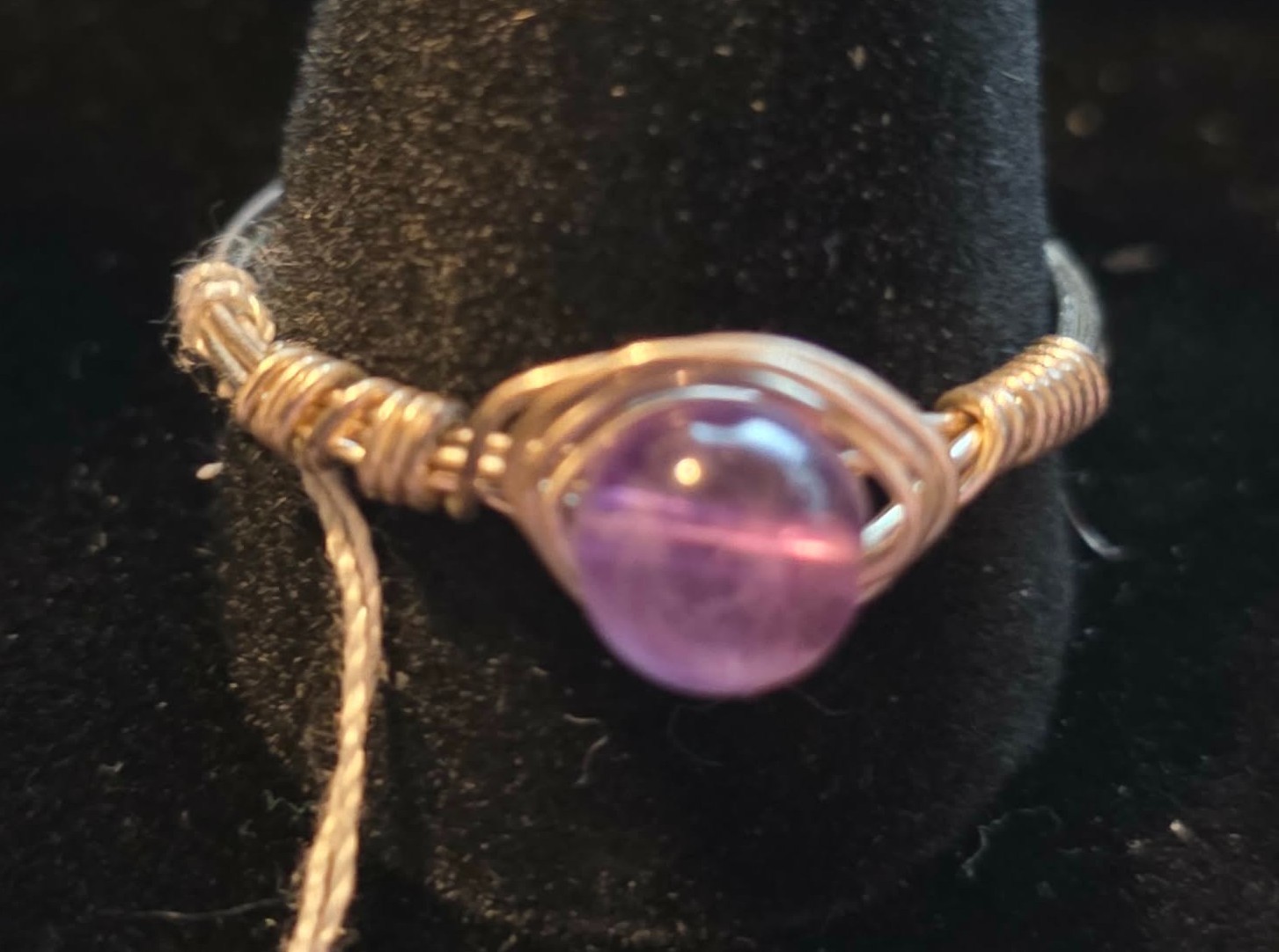 Handmade size 11 Wire-Wrapped Amethyst rings with Silver-Filled Wire