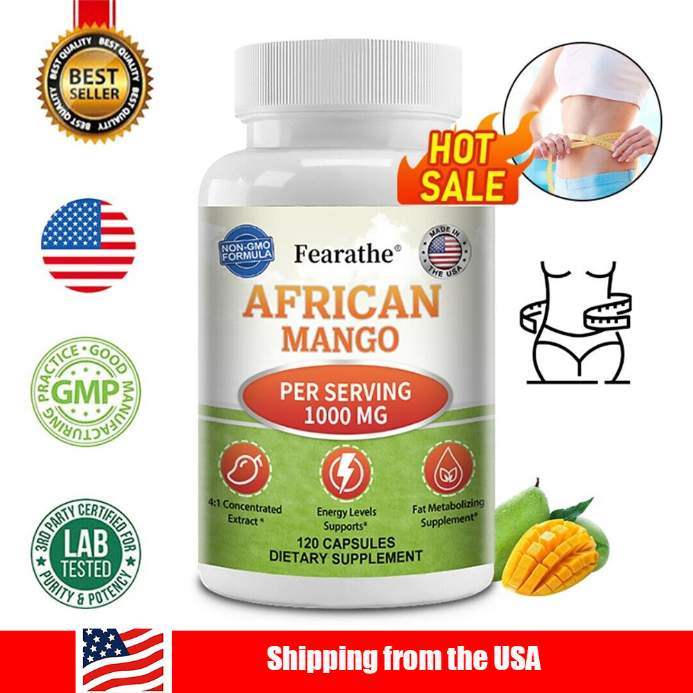 AFRICAN MANGO 1000 mg Per Serving Weight Loss Fat burning 120 Capsules