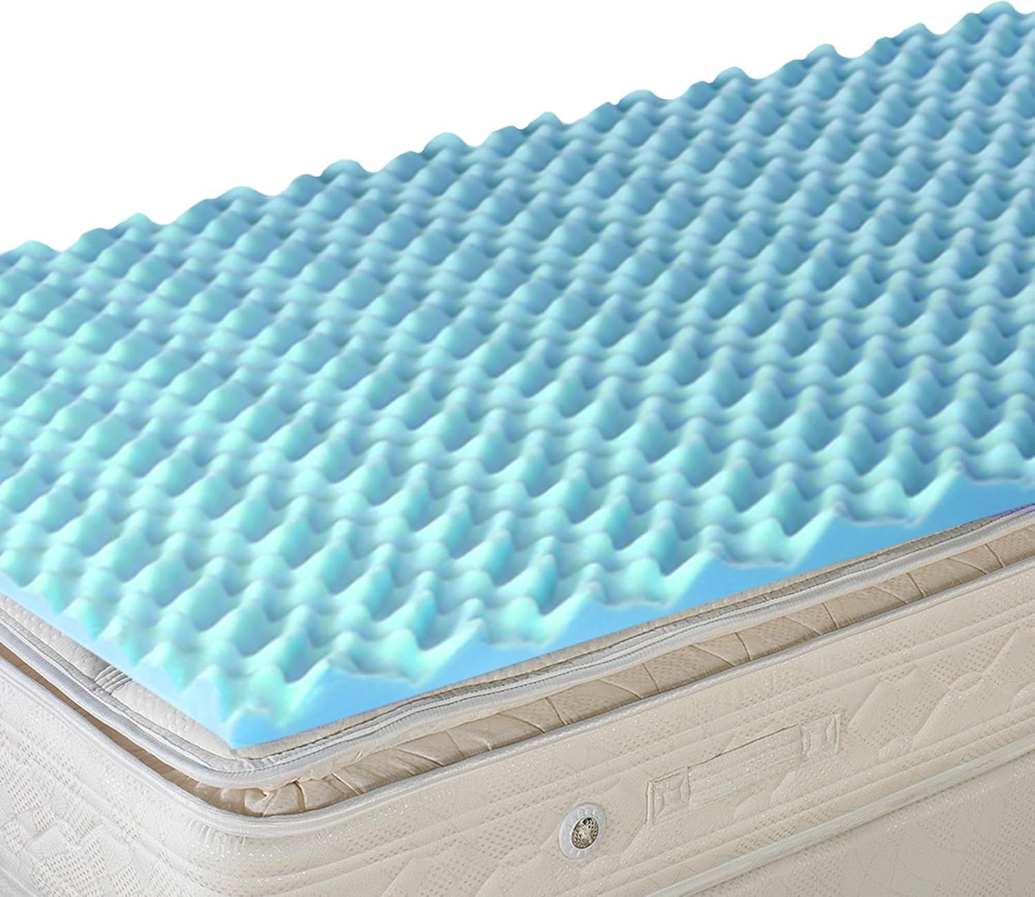 DMI 2-Inch Foam Mattress Topper, Egg Crate Pad for Support, Twin, Blue