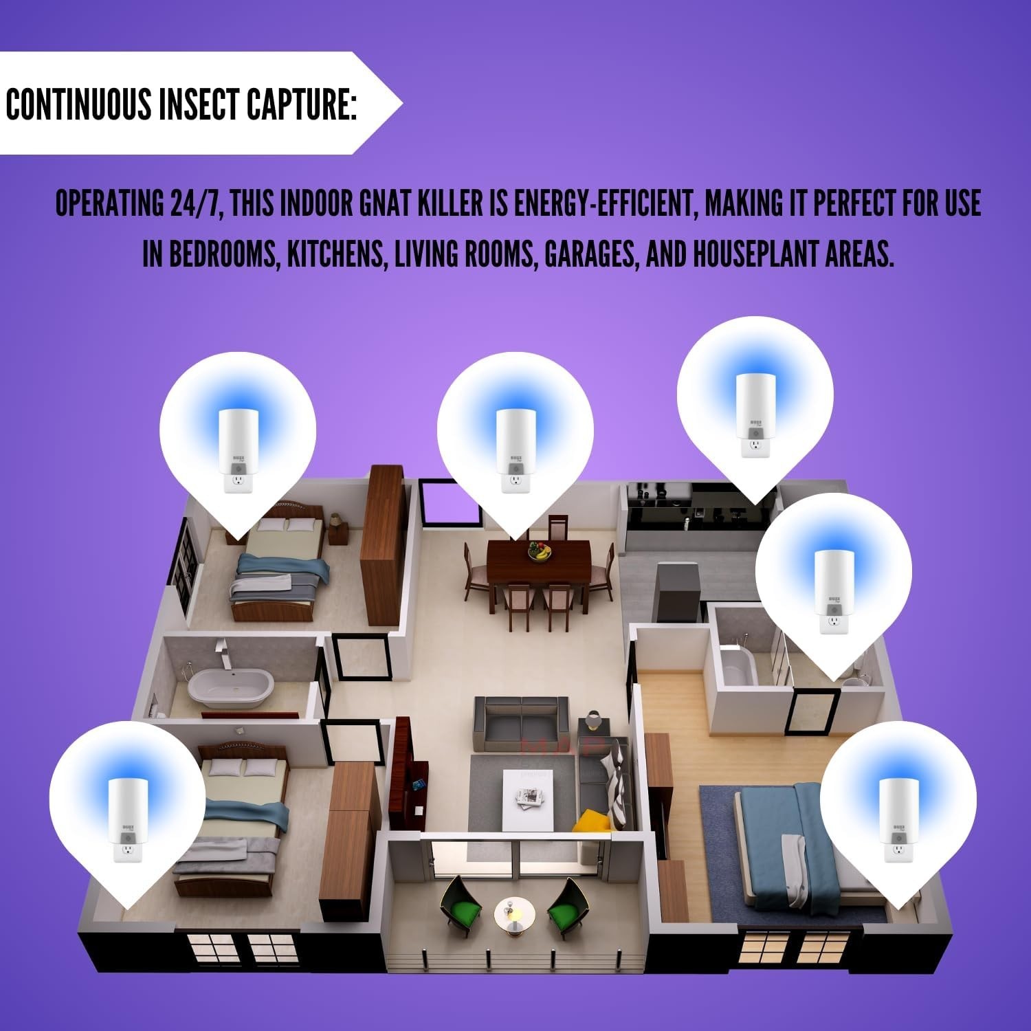 Highly Effective Indoor Fly Trap with UV Light & 4 Refills for Complete Control