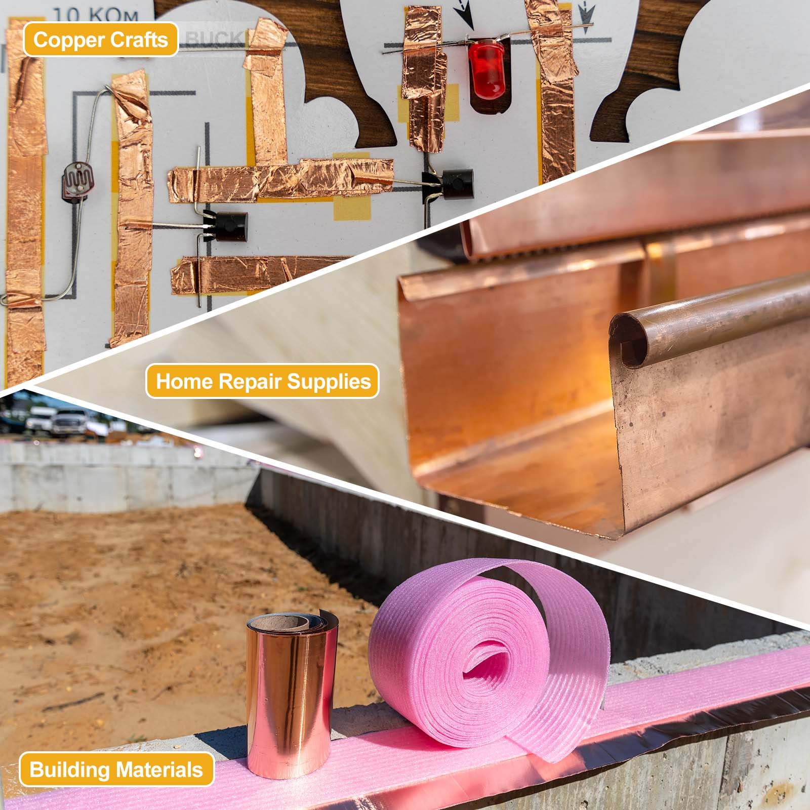3.28ft Copper Sheet Roll, 1000x30x0.2mm Pure Copper Strip with Gloves