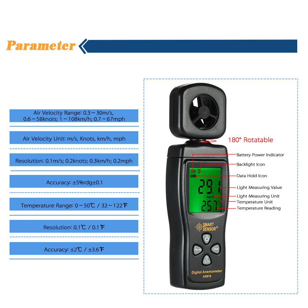 Digital Wind Meter Anemometer Measuring Tool I9A6
