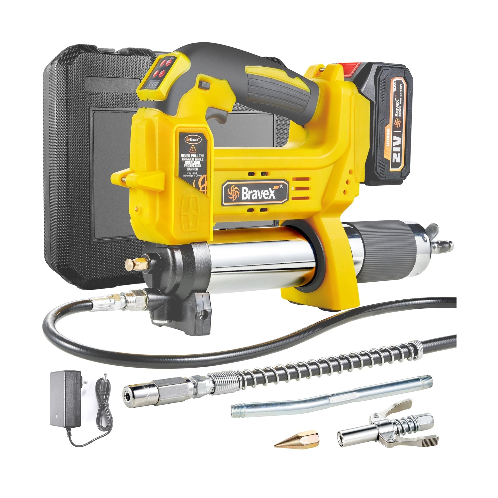 Grease Gun Battery Powered, 12,000 PSI Electric Grease Gun Cordless 21V, 40̶