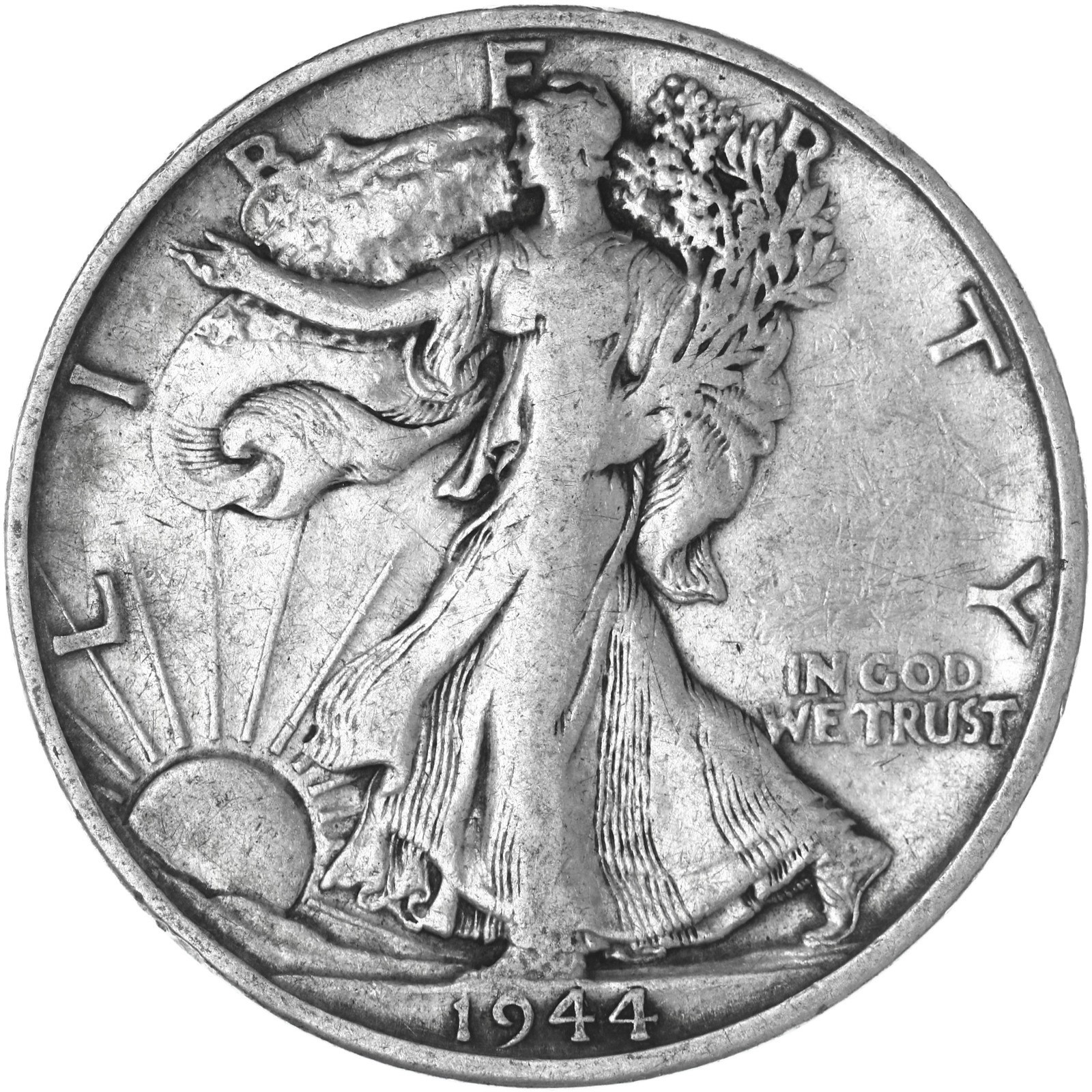 1944 S Walking Liberty Half Dollar Very Fine 90% Silver