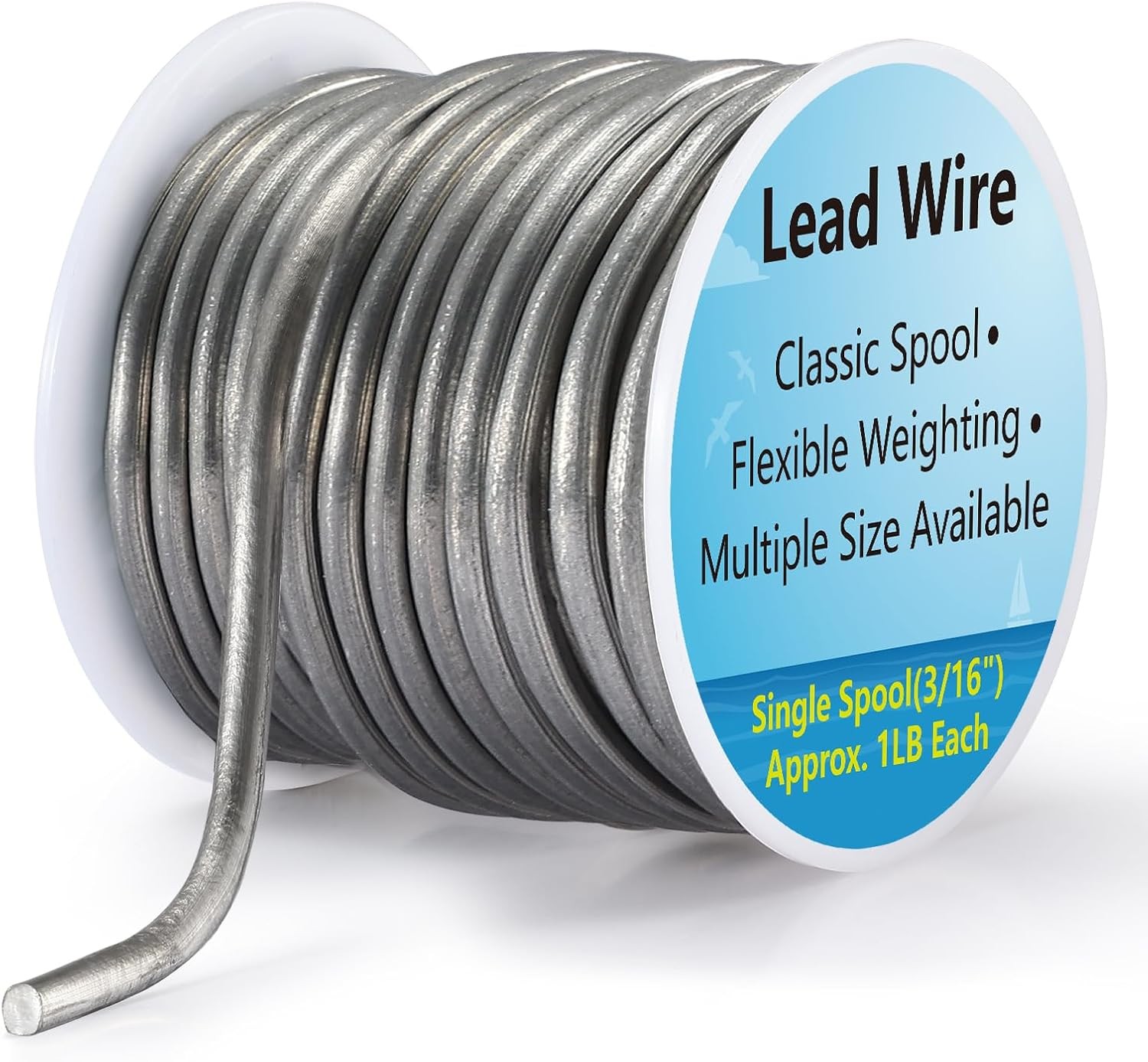 Lead Wire Solid Core Roll 1 Lb Spool — Soft High Density Lead Line for Fishing S