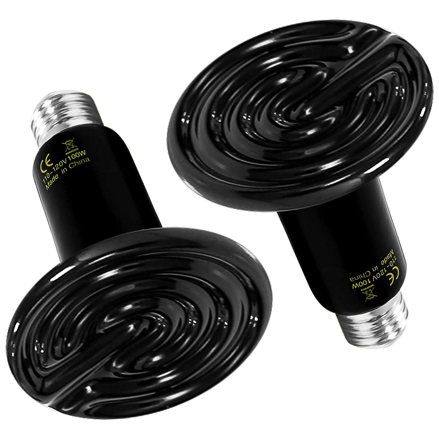 Simple Deluxe 100W 2-Pack Ceramic Reptile Heat Lamp *2, Black/2-pack