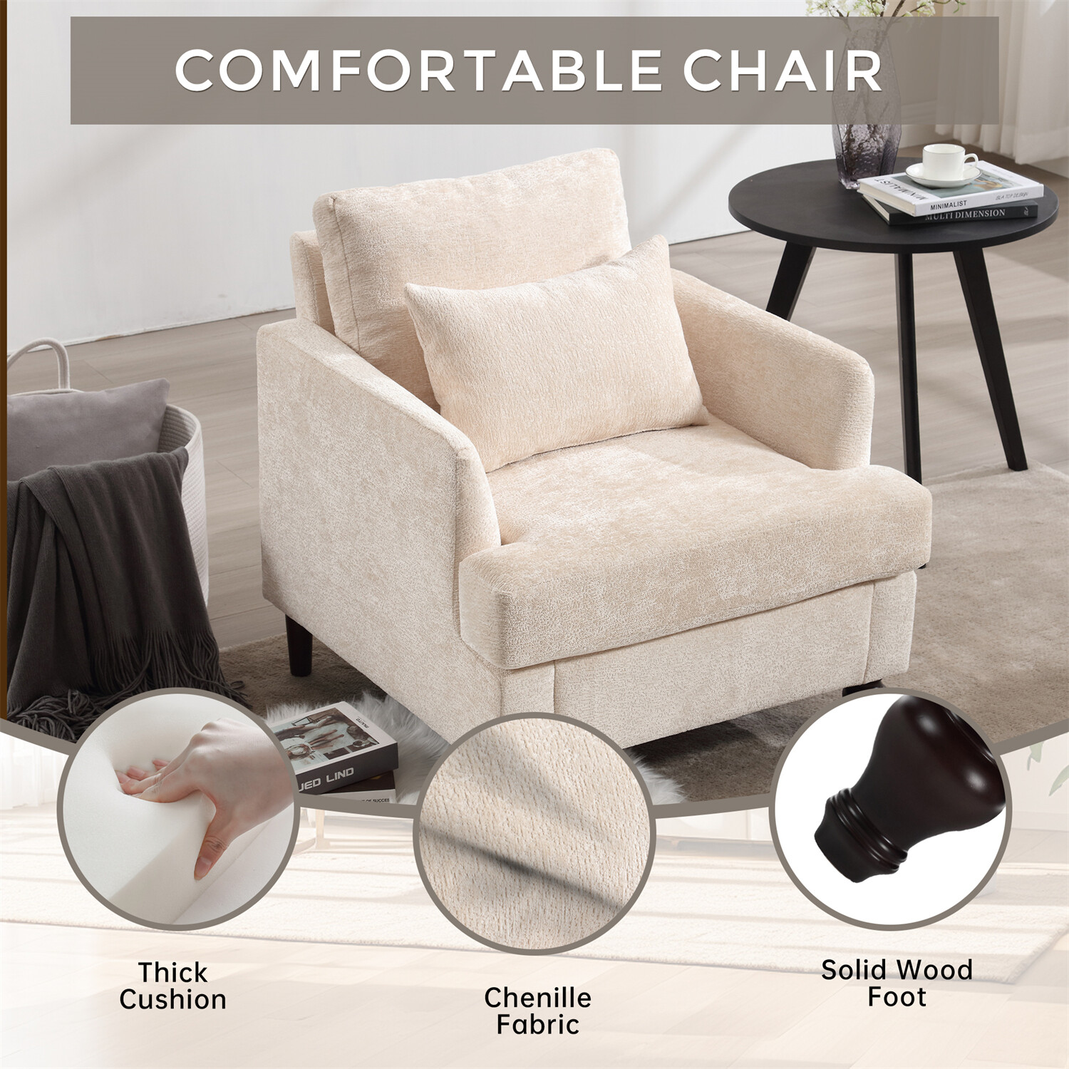Modern Accent Chair Single Sofa Upholstered Armchair Lounge Chair Club Chair