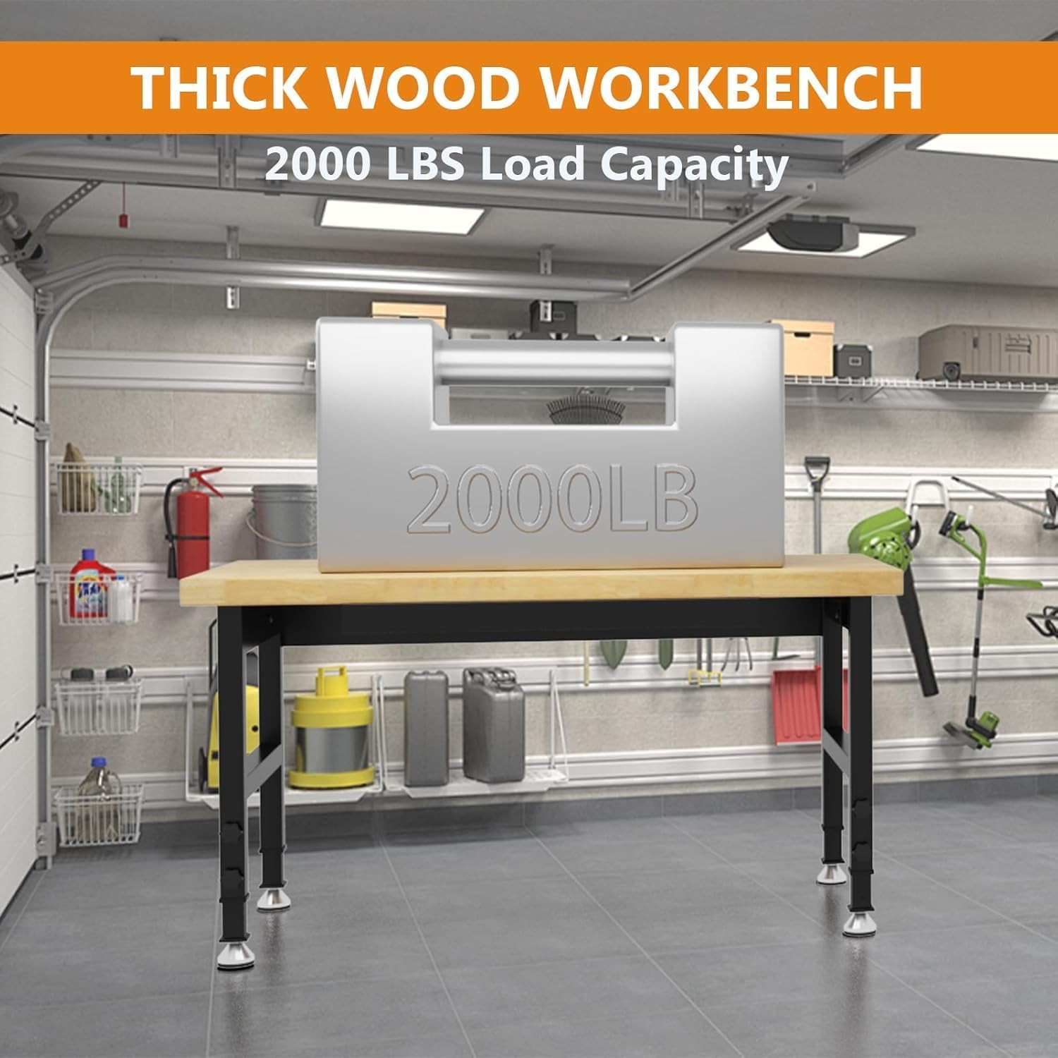 48" Heavy Duty Work Bench Adjustable Height Workbench 2000 LBS Load Capacity
